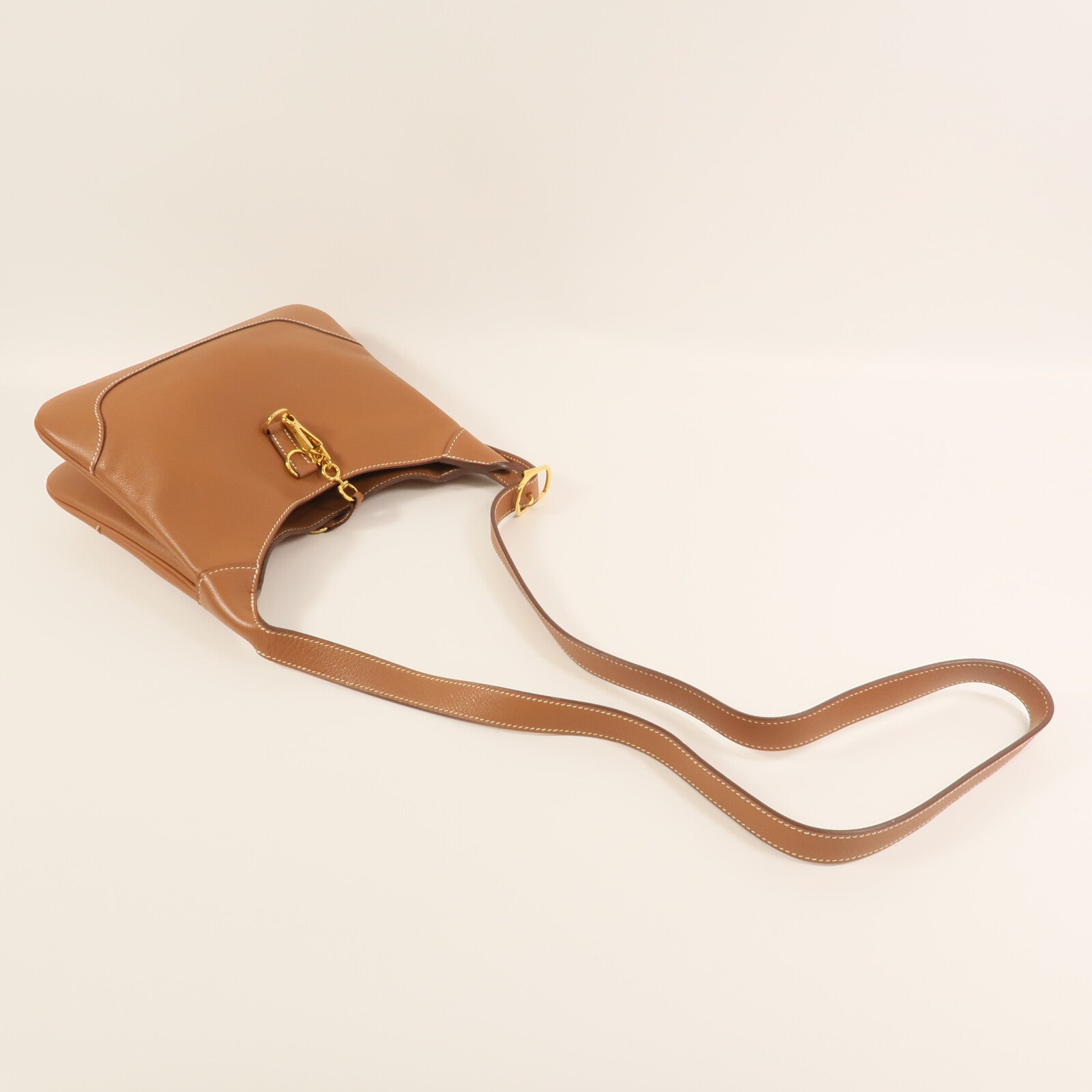 HERMES Evercolor皮革Trim Duo 24金扣肩背袋Gold