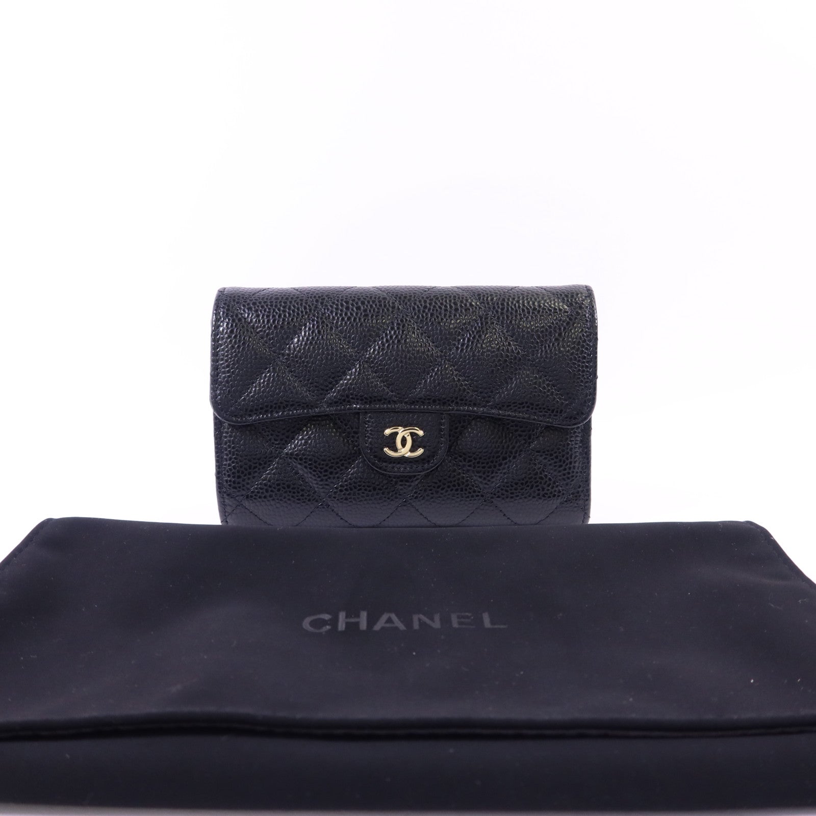 CHANEL 牛皮皮革Wallet金扣錢包