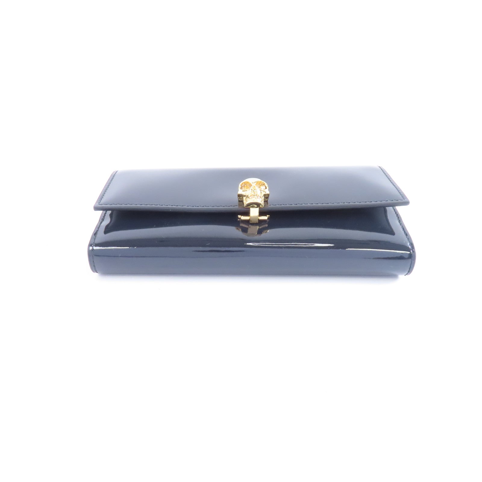 Alexander McQueen 漆皮皮革Skull Long Wallet金扣長錢包黑色