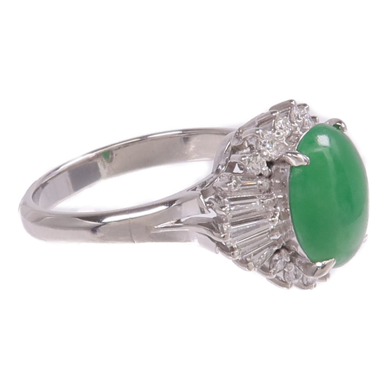 JEWELRY PT900鉑金Jade Diamond Ring翡翠/鑽石戒指US#6.75