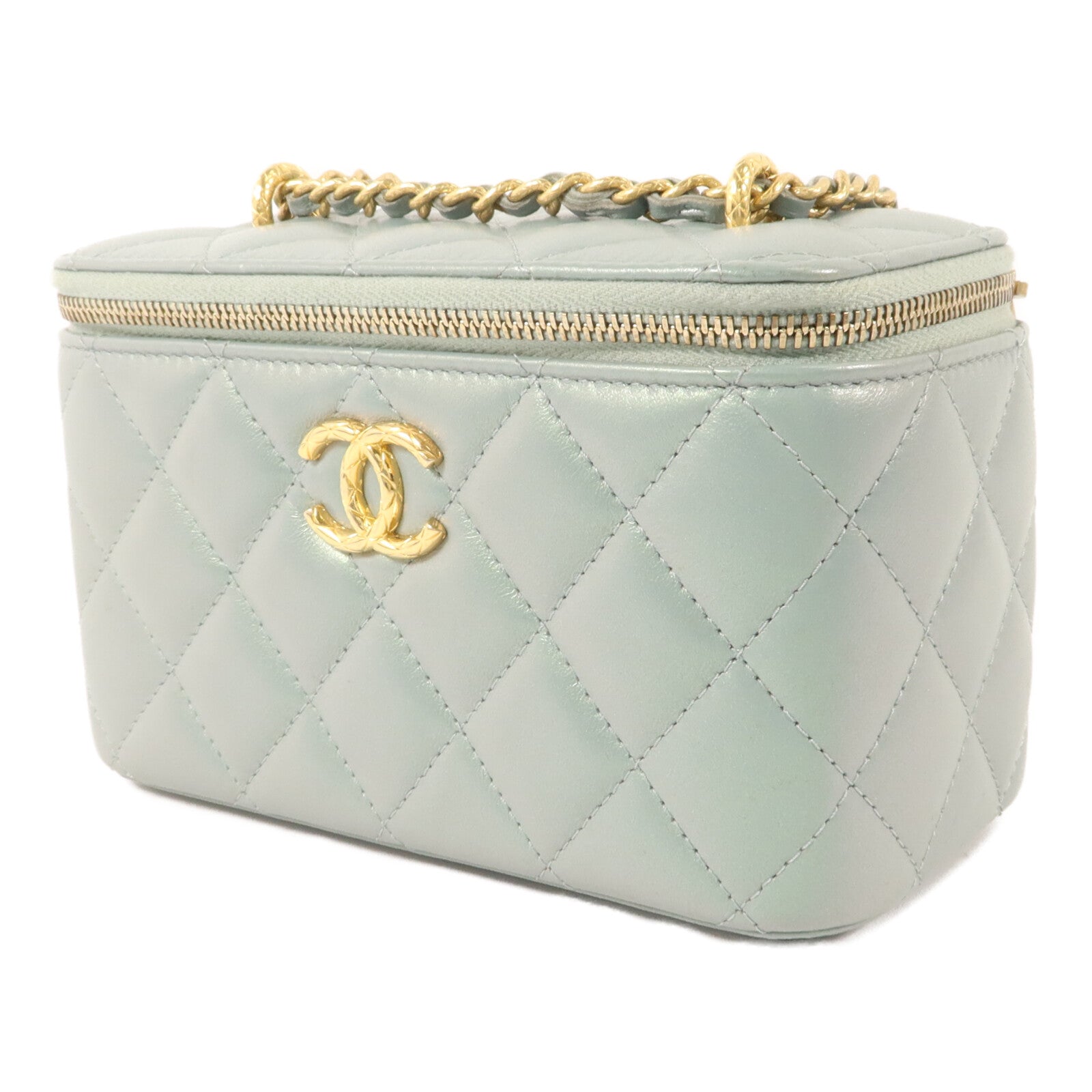 CHANEL 羊皮皮革25C Top Handle Vanity Case鏈帶肩背袋