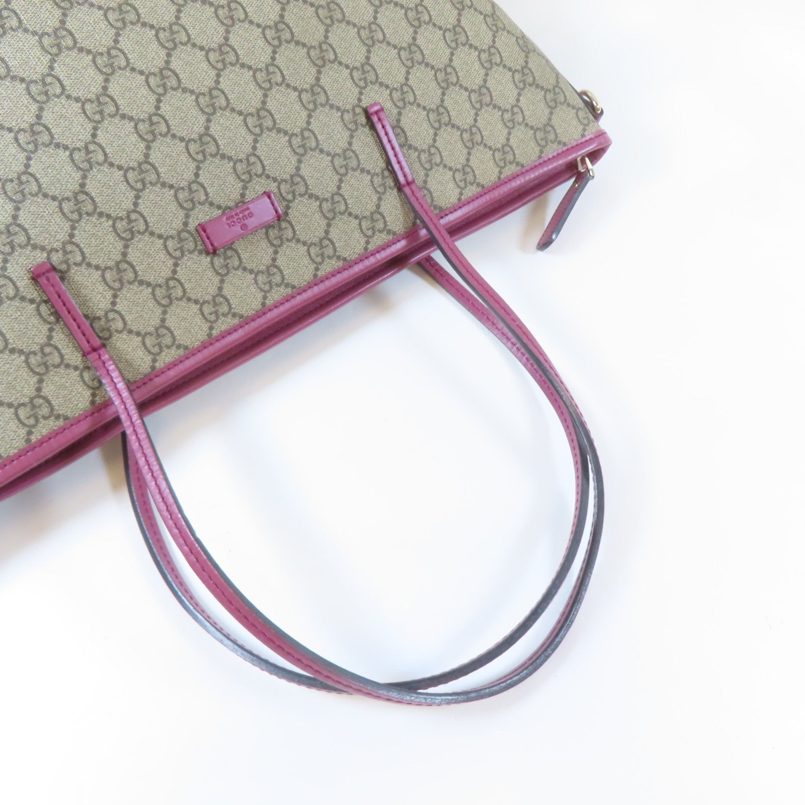 GUCCI 塗層帆布2 Way Shoulder Bag金扣手挽肩背兩用袋啡色/粉紅色