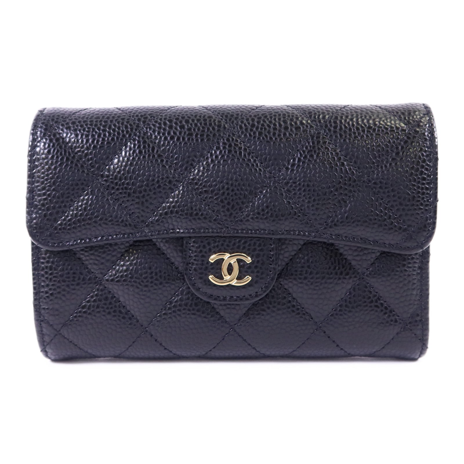 CHANEL 牛皮皮革Wallet金扣錢包