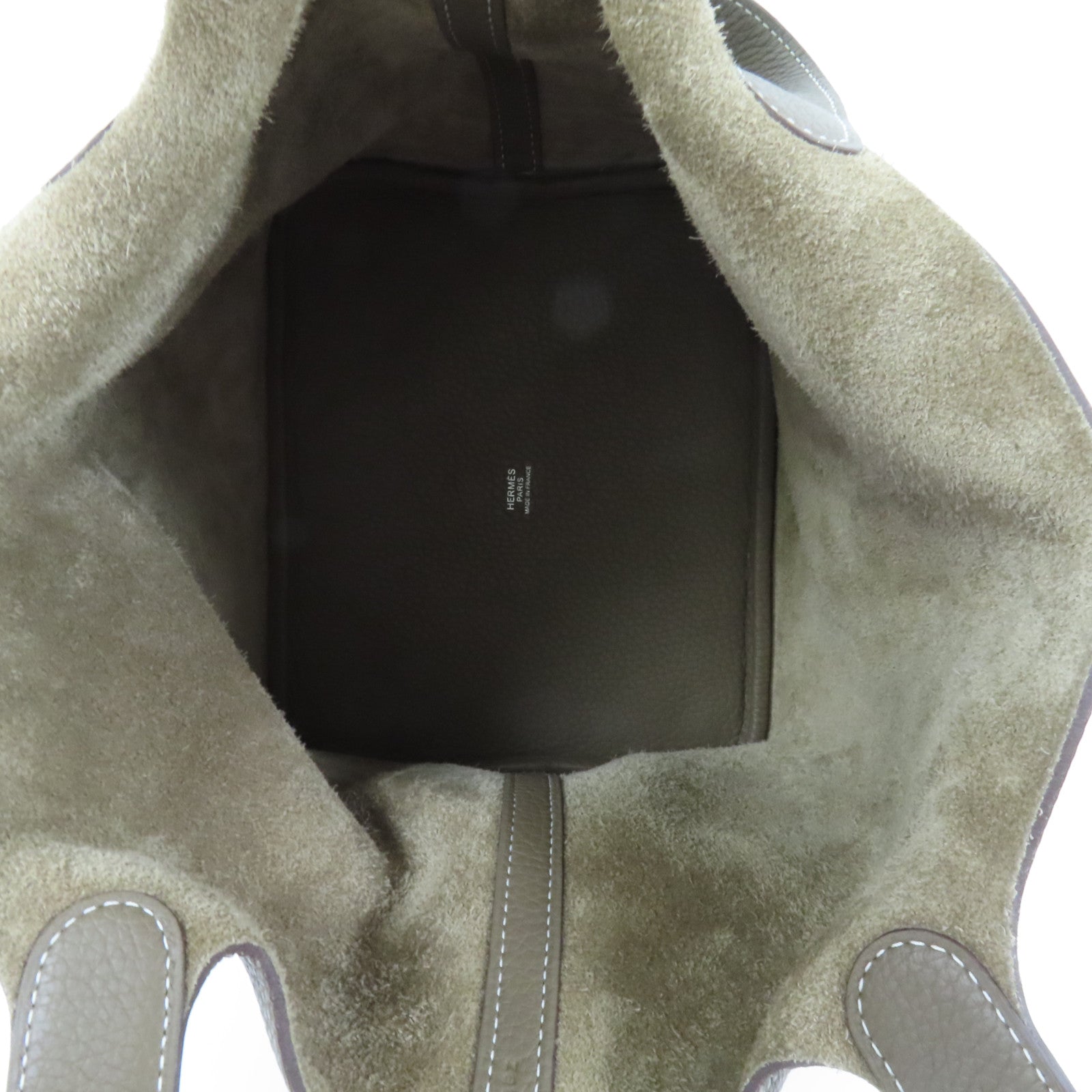 HERMES Clemence皮革Picotin MM銀扣扣手挽袋Etoupe