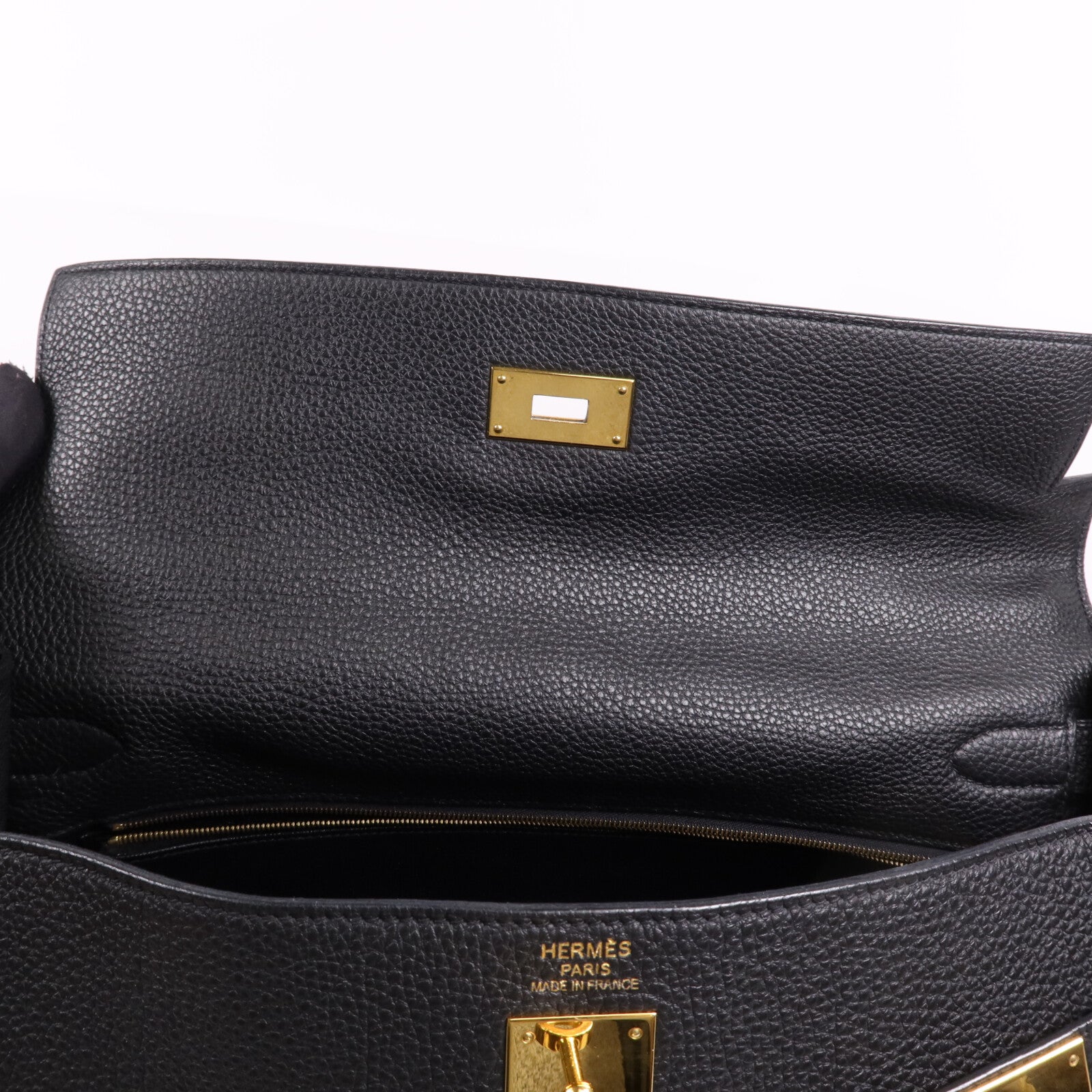 HERMES Togo皮革Kelly40金扣手挽肩背兩用袋Noir