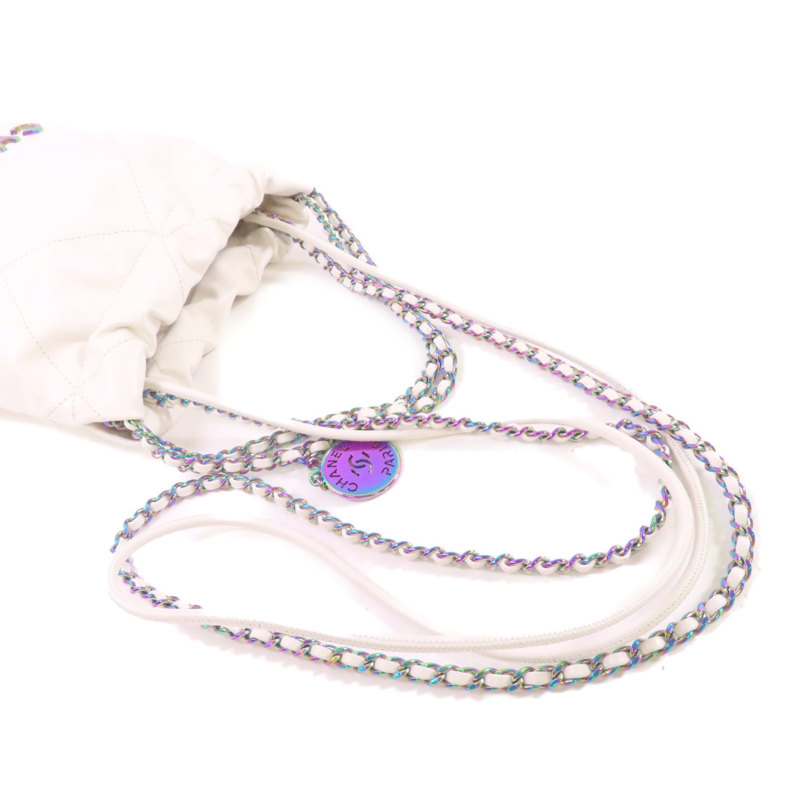 CHANEL 【激減優惠】菱格牛皮皮革Chanel 22 2Way Shoulder Bag鏈帶手挽肩背兩用袋白色