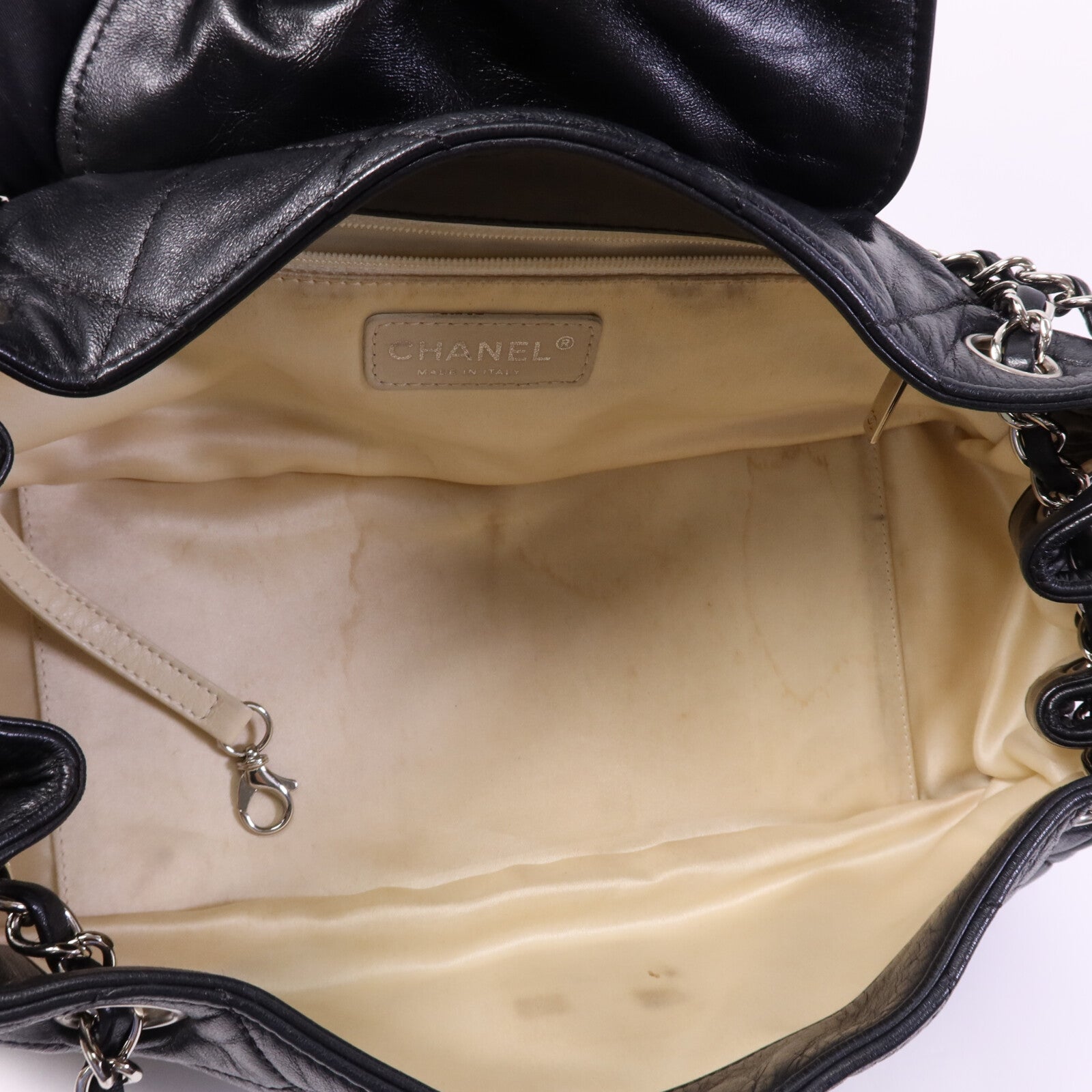 CHANEL 牛皮皮革Weat Accordion Flap銀扣鏈帶肩背袋