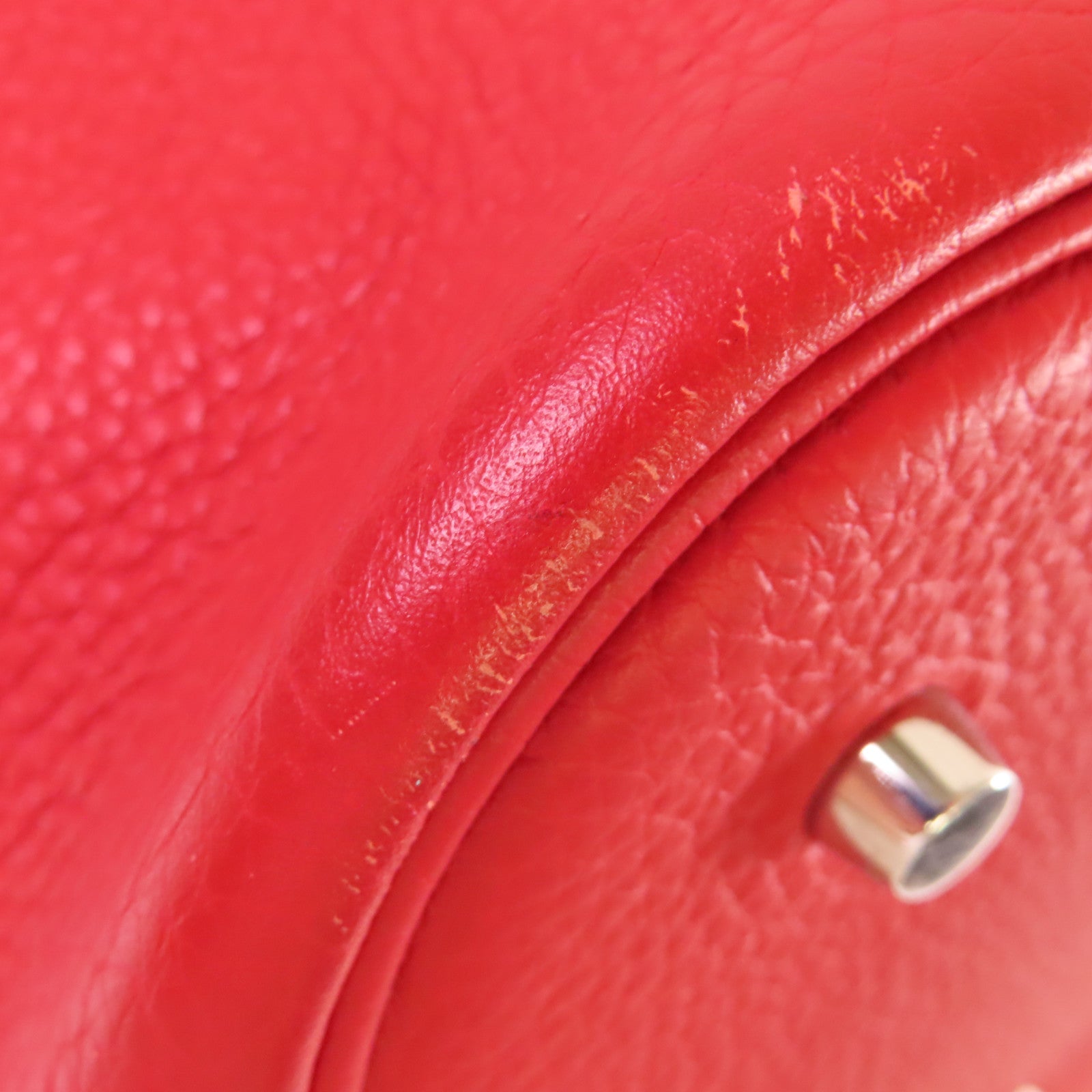 HERMES Togo皮革Picotin GM Tote Bag銀扣手挽袋紅色
