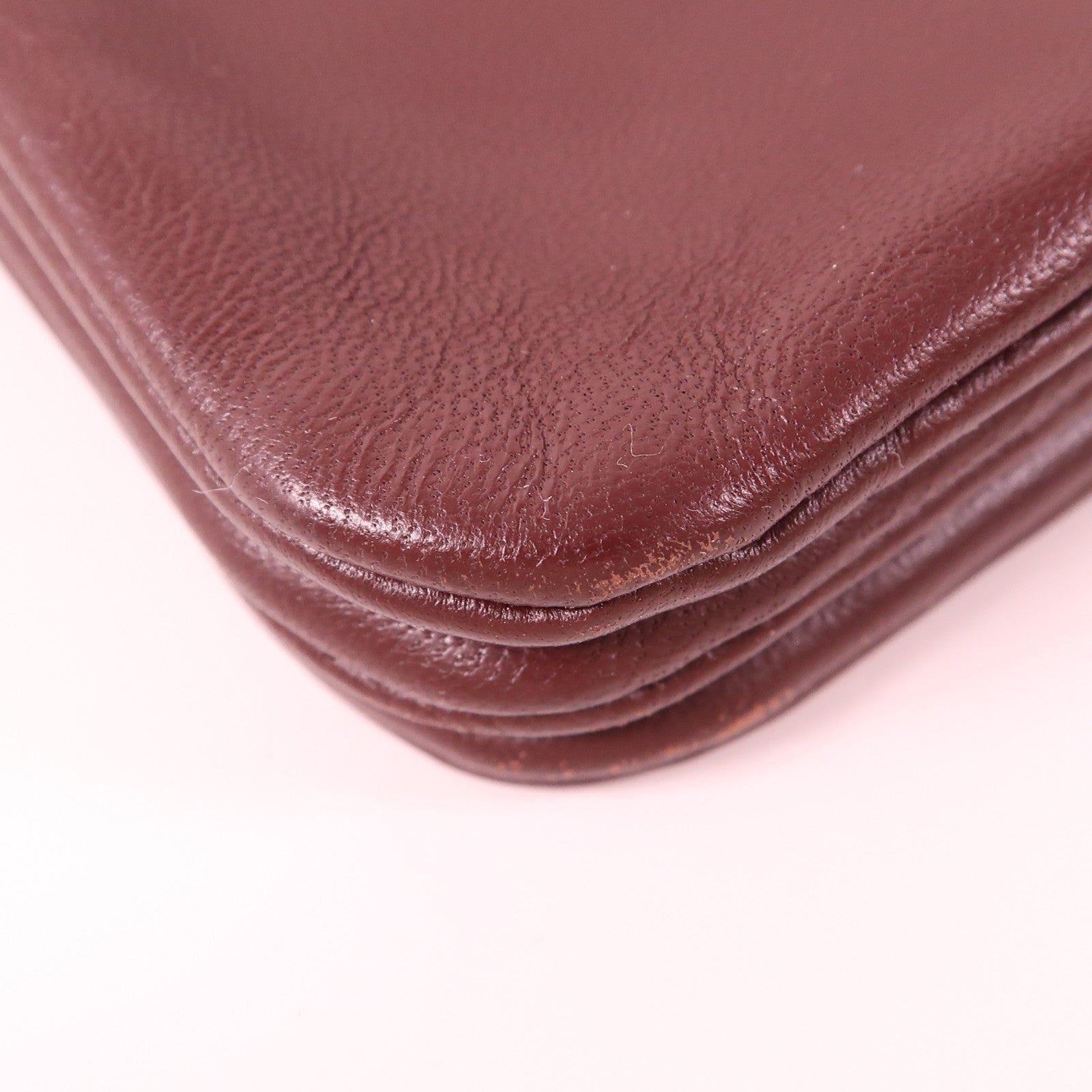 CELINE GHW Trio Shoulder Bag Lambskin Leather Red
