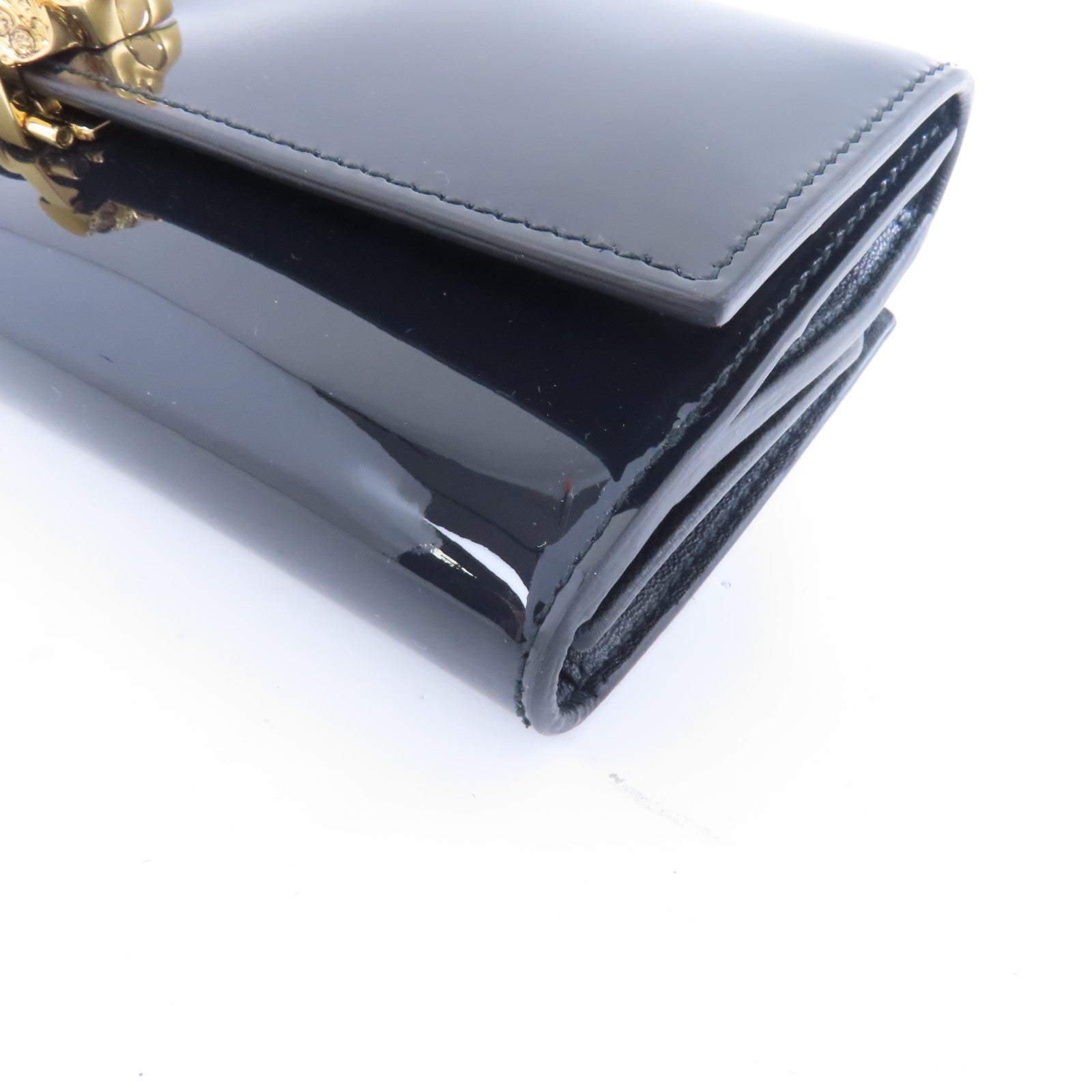 Alexander McQueen 漆皮皮革Skull Long Wallet金扣長錢包黑色