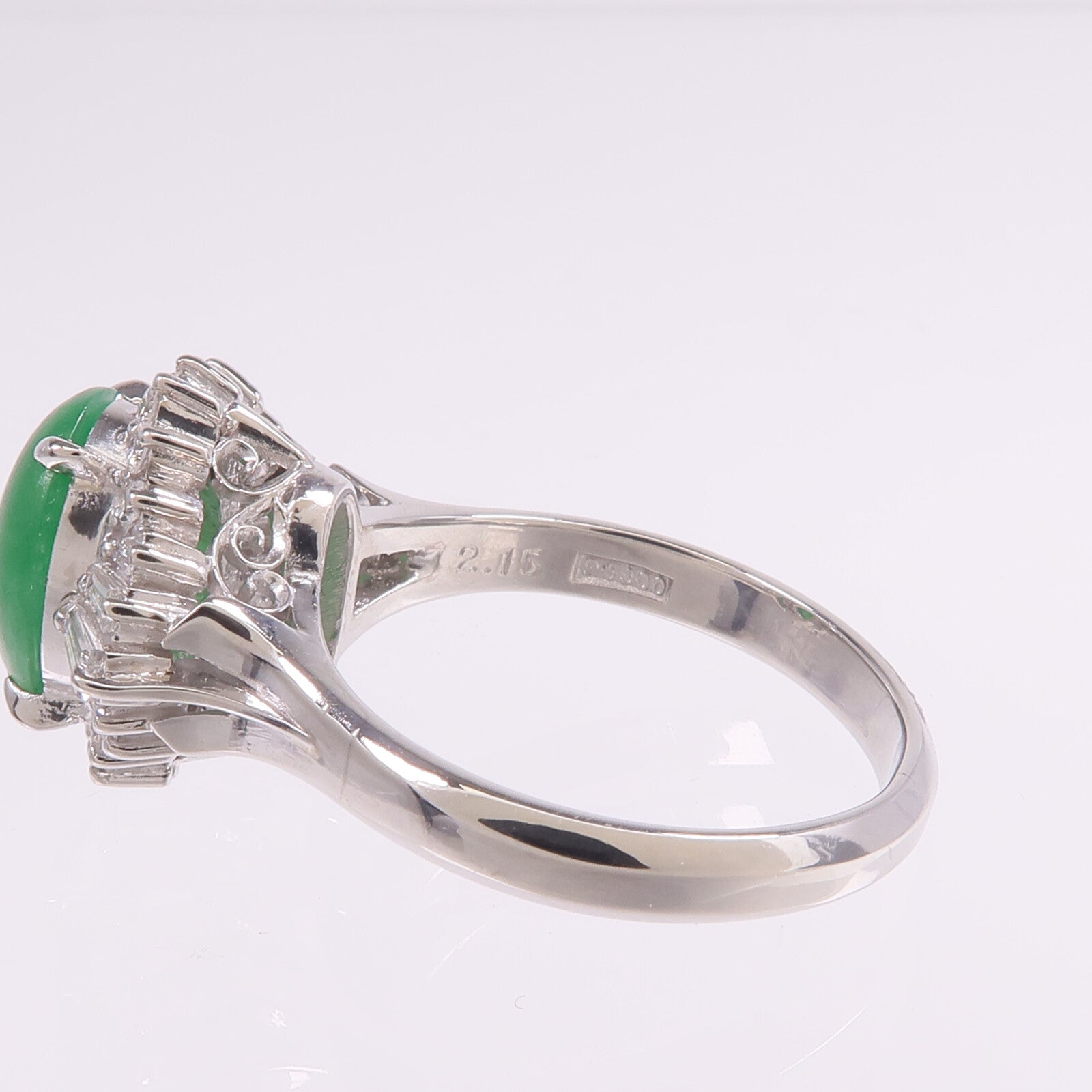 JEWELRY PT900鉑金Jade Diamond Ring翡翠/鑽石戒指US#6.75