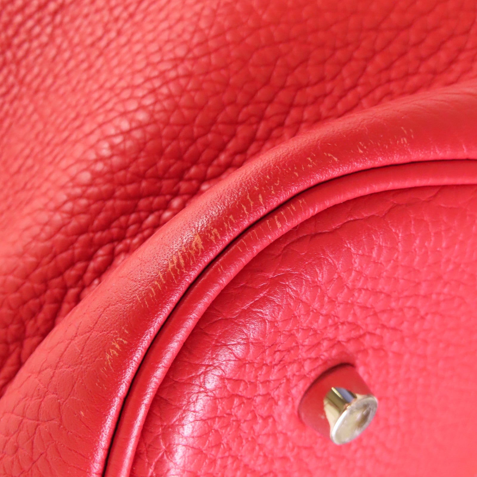 HERMES Togo皮革Picotin GM Tote Bag銀扣手挽袋紅色