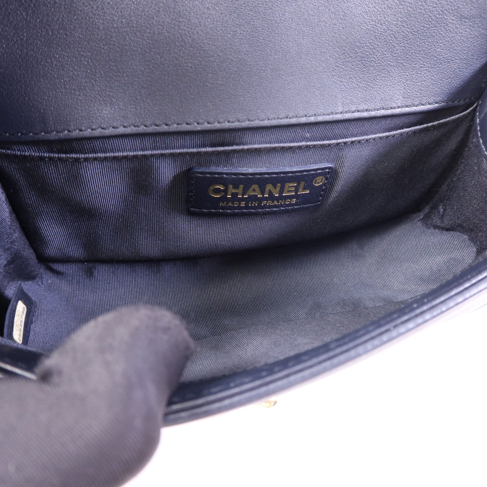 CHANEL 羊皮皮革Boy 20金扣鏈帶肩背袋