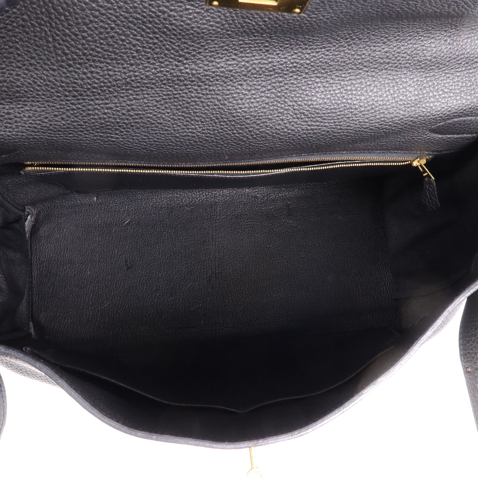 HERMES Togo皮革Kelly40金扣手挽肩背兩用袋Noir