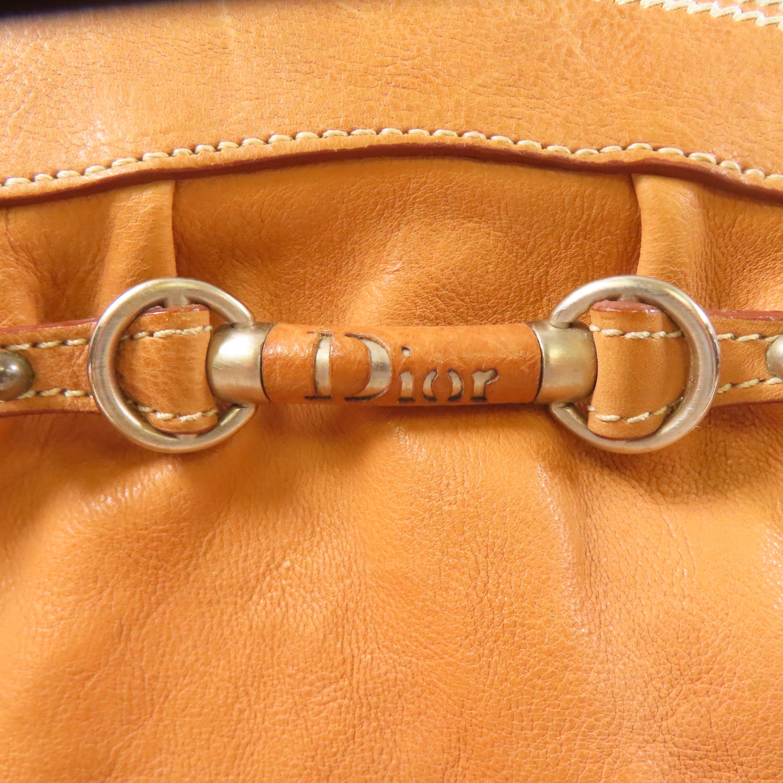Dior 牛皮皮革Shoulder Bag銀扣肩背袋駱駝色