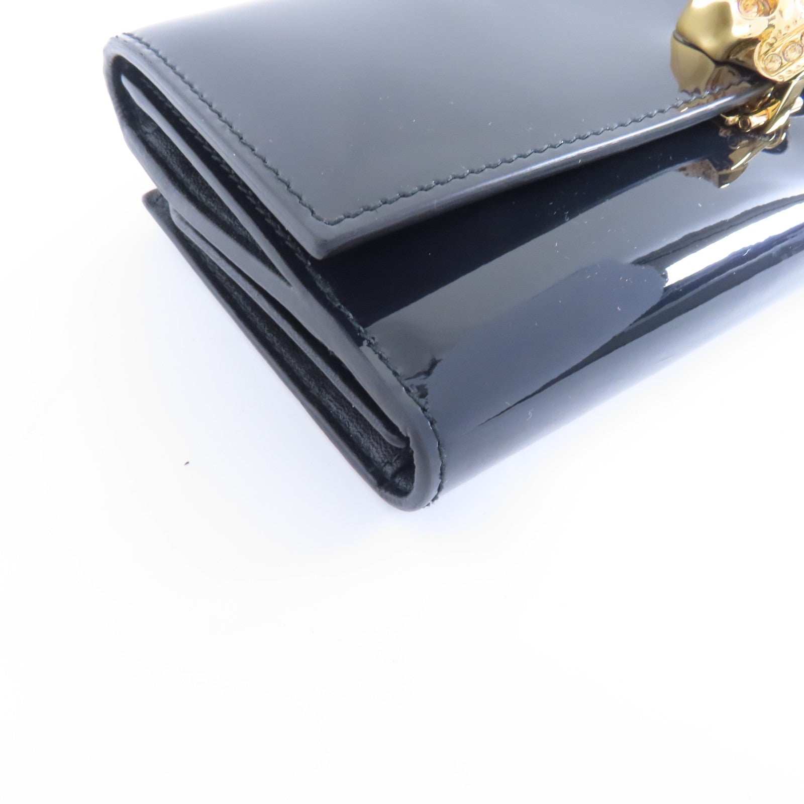 Alexander McQueen 漆皮皮革Skull Long Wallet金扣長錢包黑色
