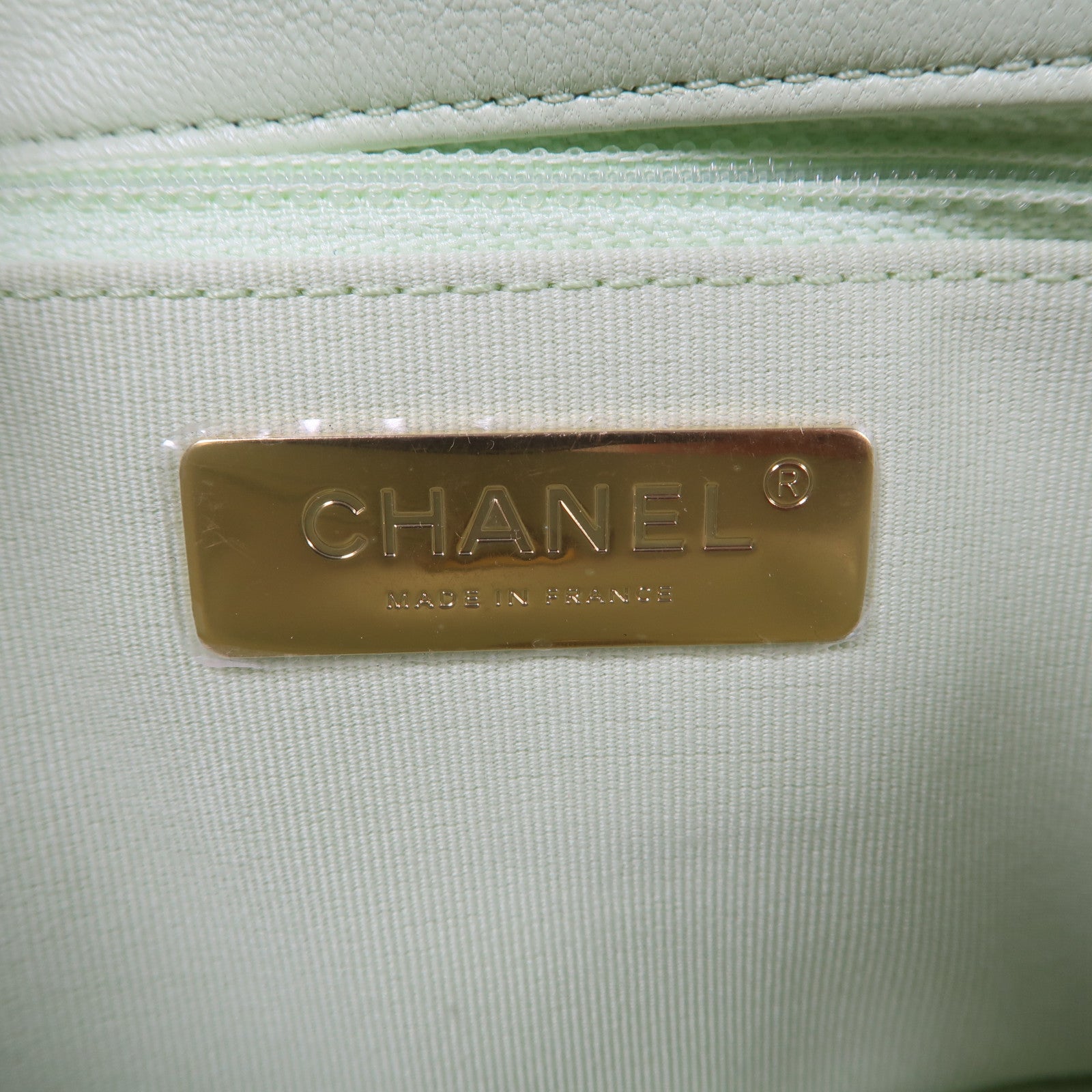 CHANEL 菱格牛皮皮革Chanel 19金扣/銀扣手挽肩背兩用袋綠色