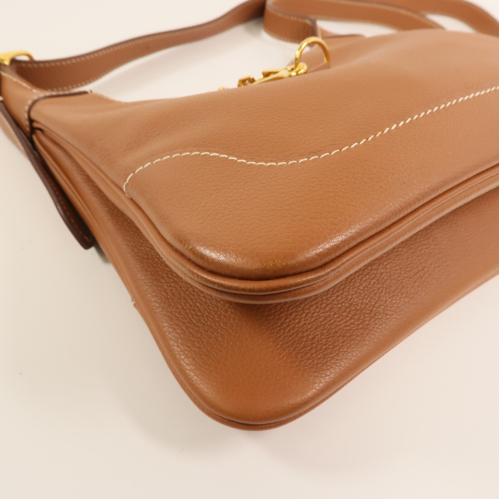 HERMES Evercolor皮革Trim Duo 24金扣肩背袋Gold