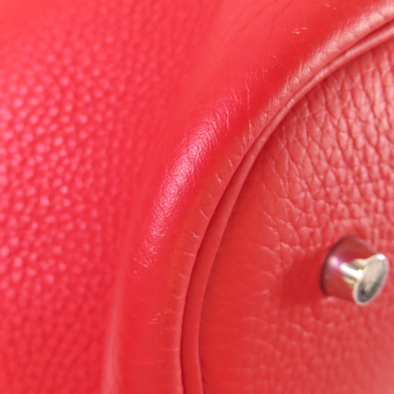 HERMES Togo皮革Picotin GM Tote Bag銀扣手挽袋紅色