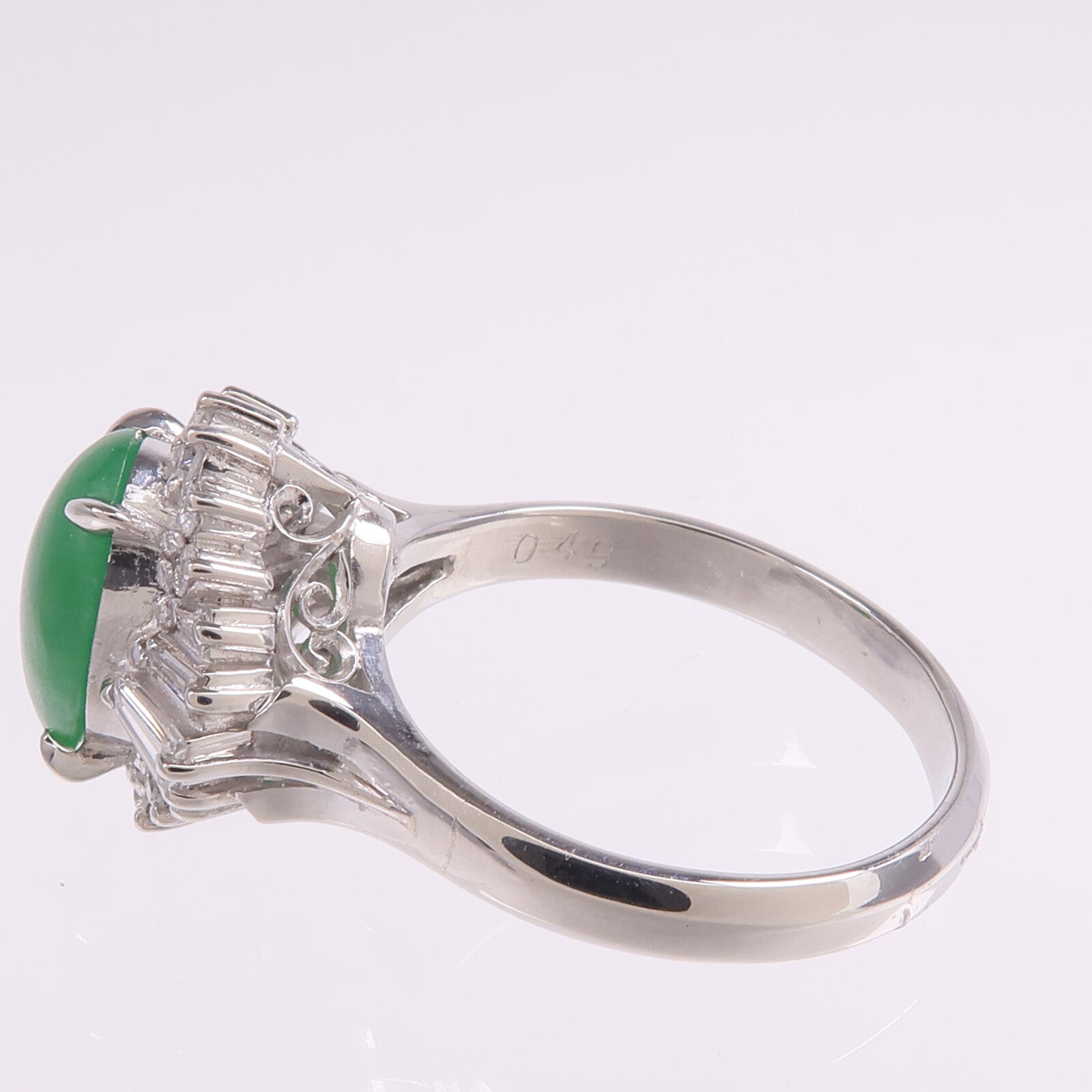 JEWELRY PT900鉑金Jade Diamond Ring翡翠/鑽石戒指US#6.75