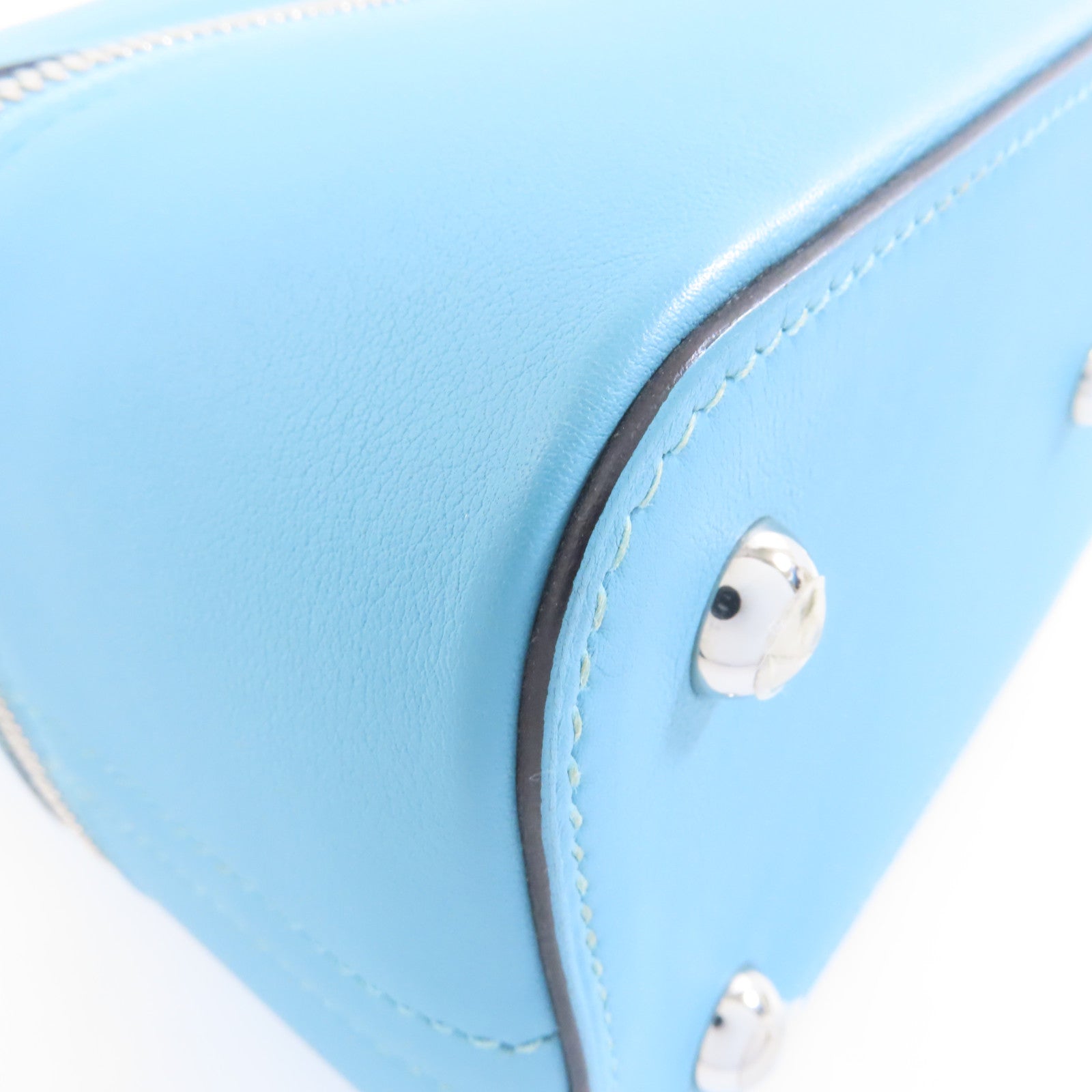 HERMES Evercolor皮革Bolide Secret銀扣手挽袋Bleu Saint Cyr/淺藍色