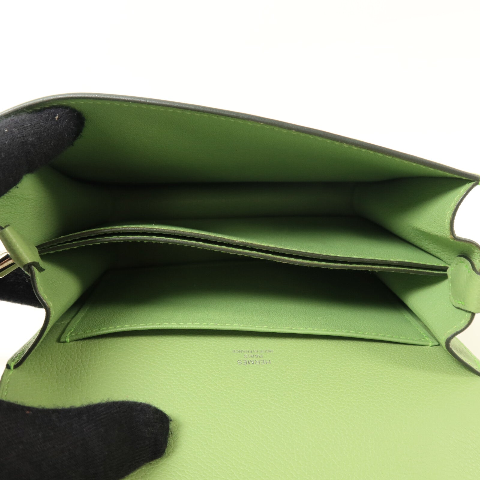 HERMES Evercolor皮革Mini Roulis肩背袋Vert Criguet