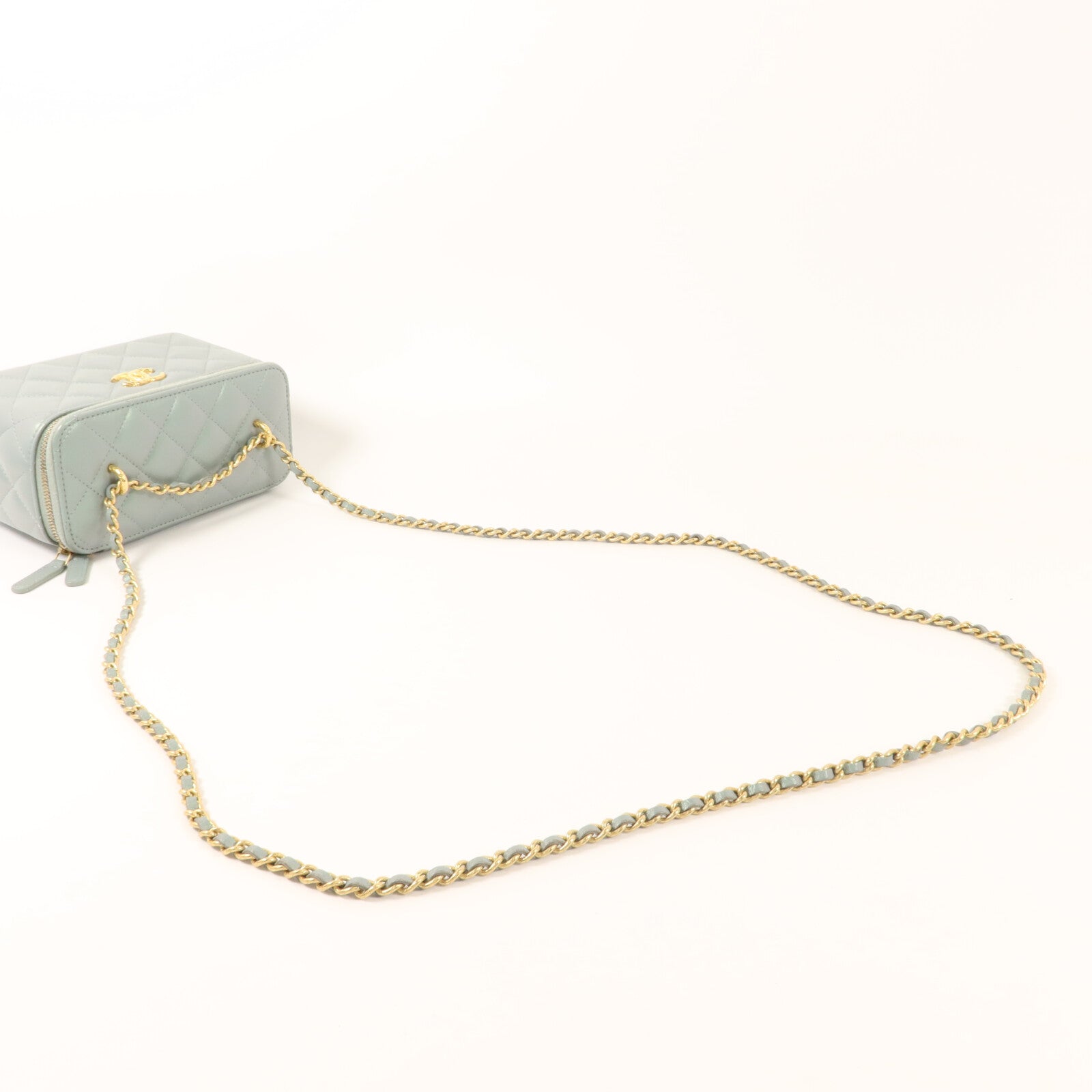 CHANEL 羊皮皮革25C Top Handle Vanity Case鏈帶肩背袋
