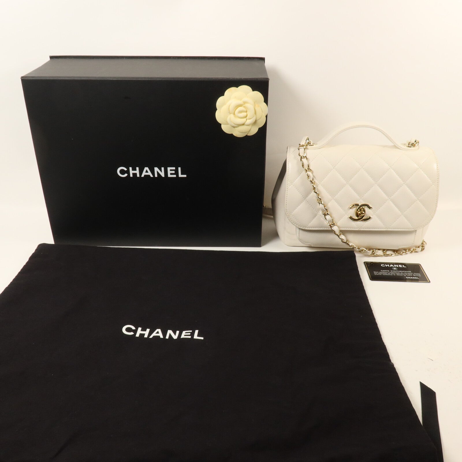 CHANEL 牛皮皮革Business Affinity鏈帶手挽肩背兩用袋
