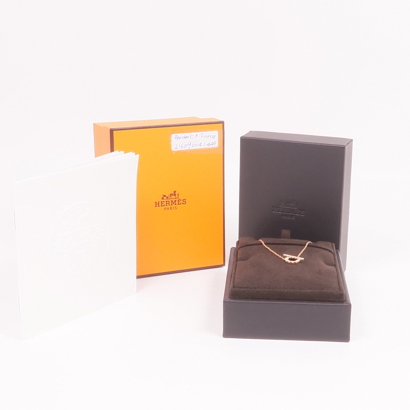 HERMES 18K玫瑰金Finesse Pendant鑽石項鍊