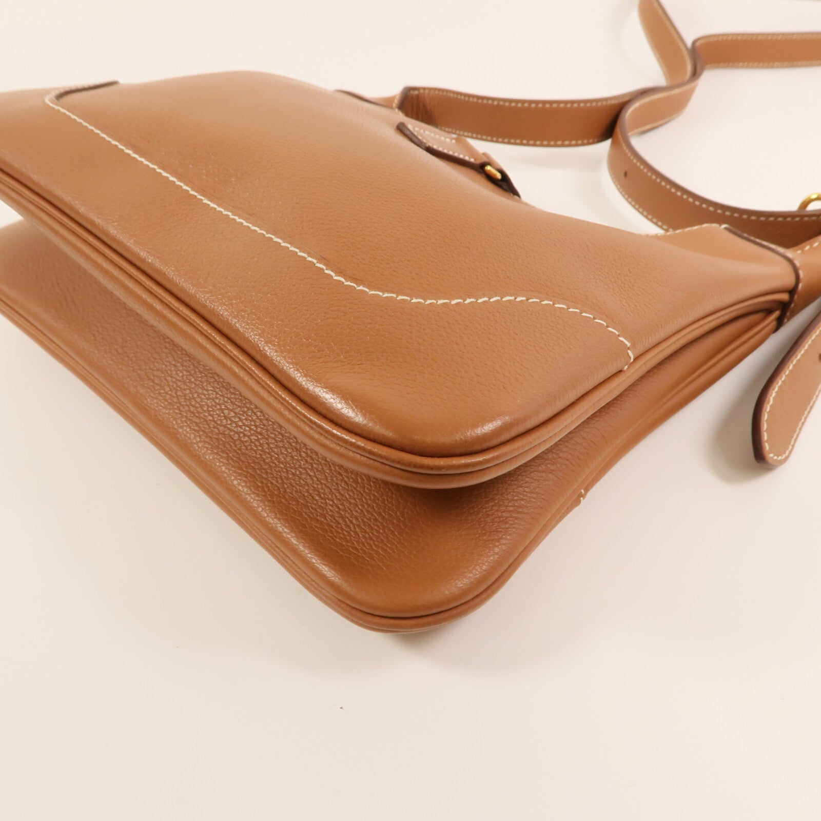 HERMES Evercolor皮革Trim Duo 24金扣肩背袋Gold