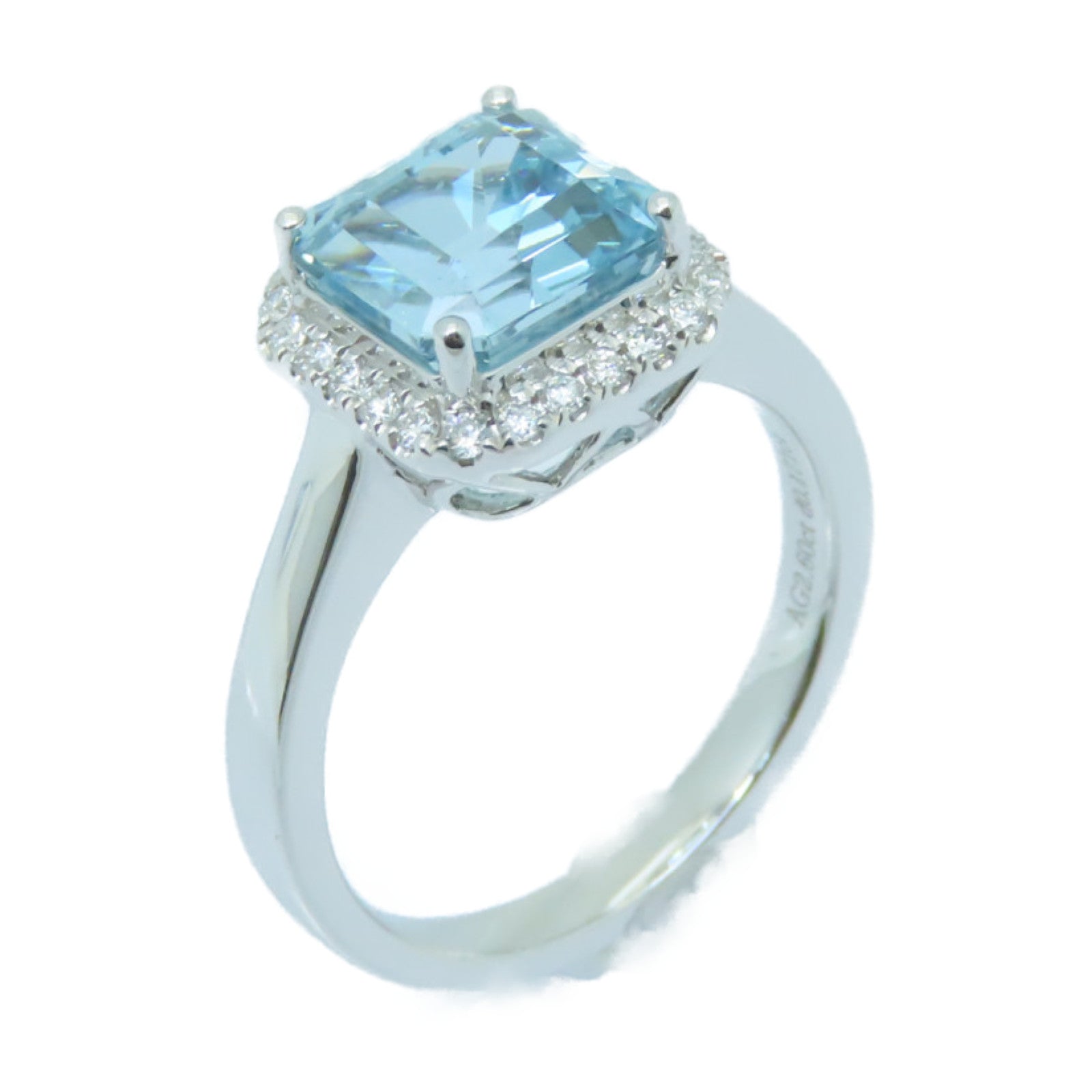 JEWELRY 【激減優惠】18K白金Aquamarine Ring 2.6ct藍晶/0.171ct鑽石戒指US#6