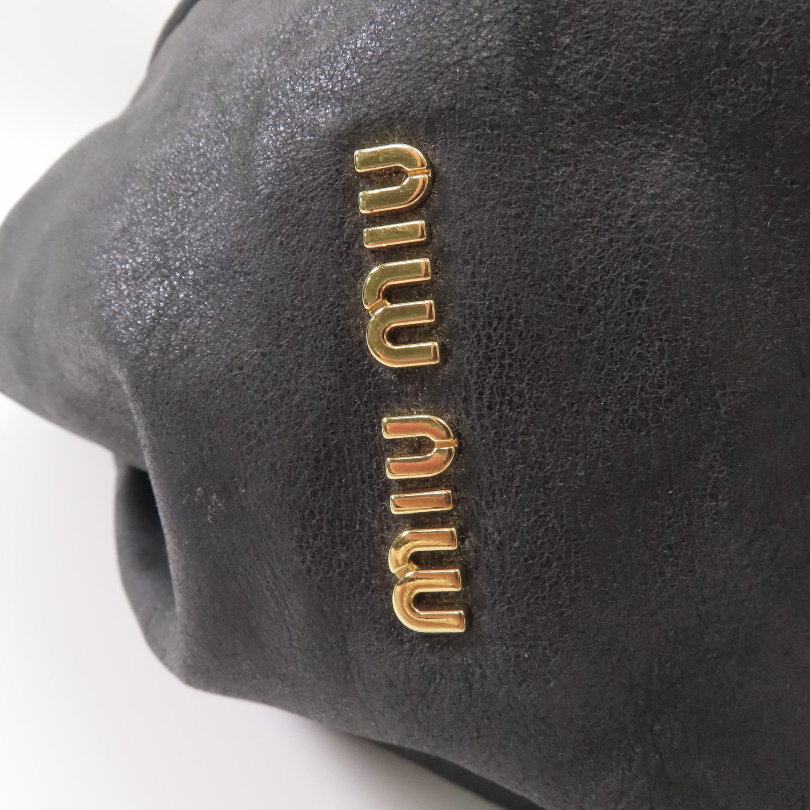 Miu Miu 羊皮皮革Hand Bag金扣手挽袋黑色