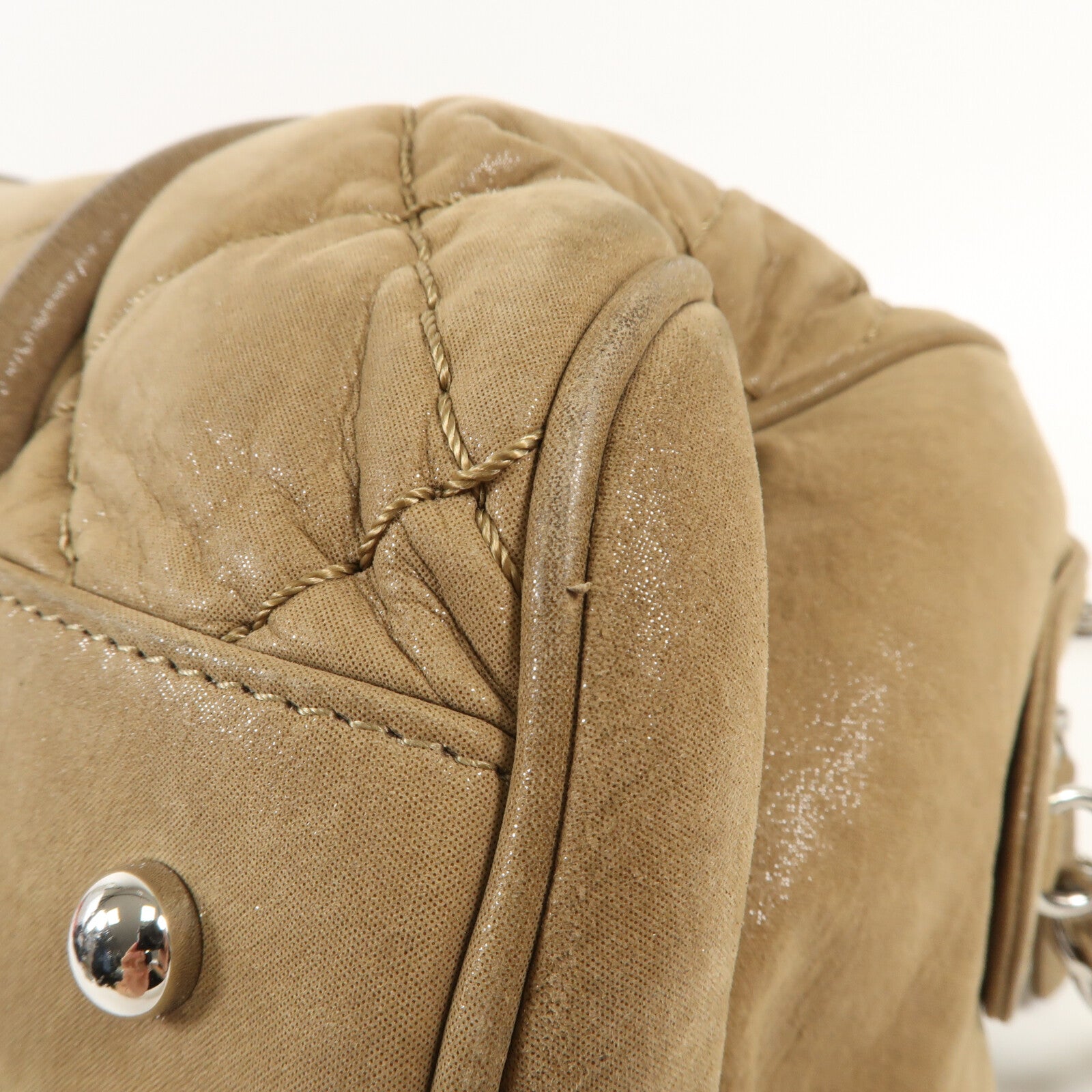 CHANEL 牛皮皮革Chain Shoulder銀扣鏈帶手挽肩背兩用袋