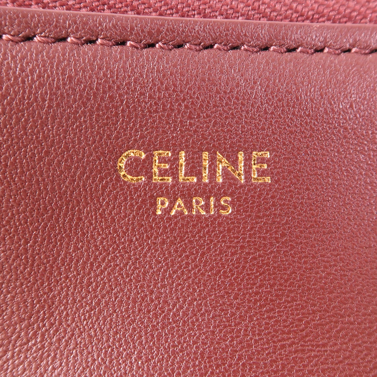 CELINE GHW Trio Shoulder Bag Lambskin Leather Red