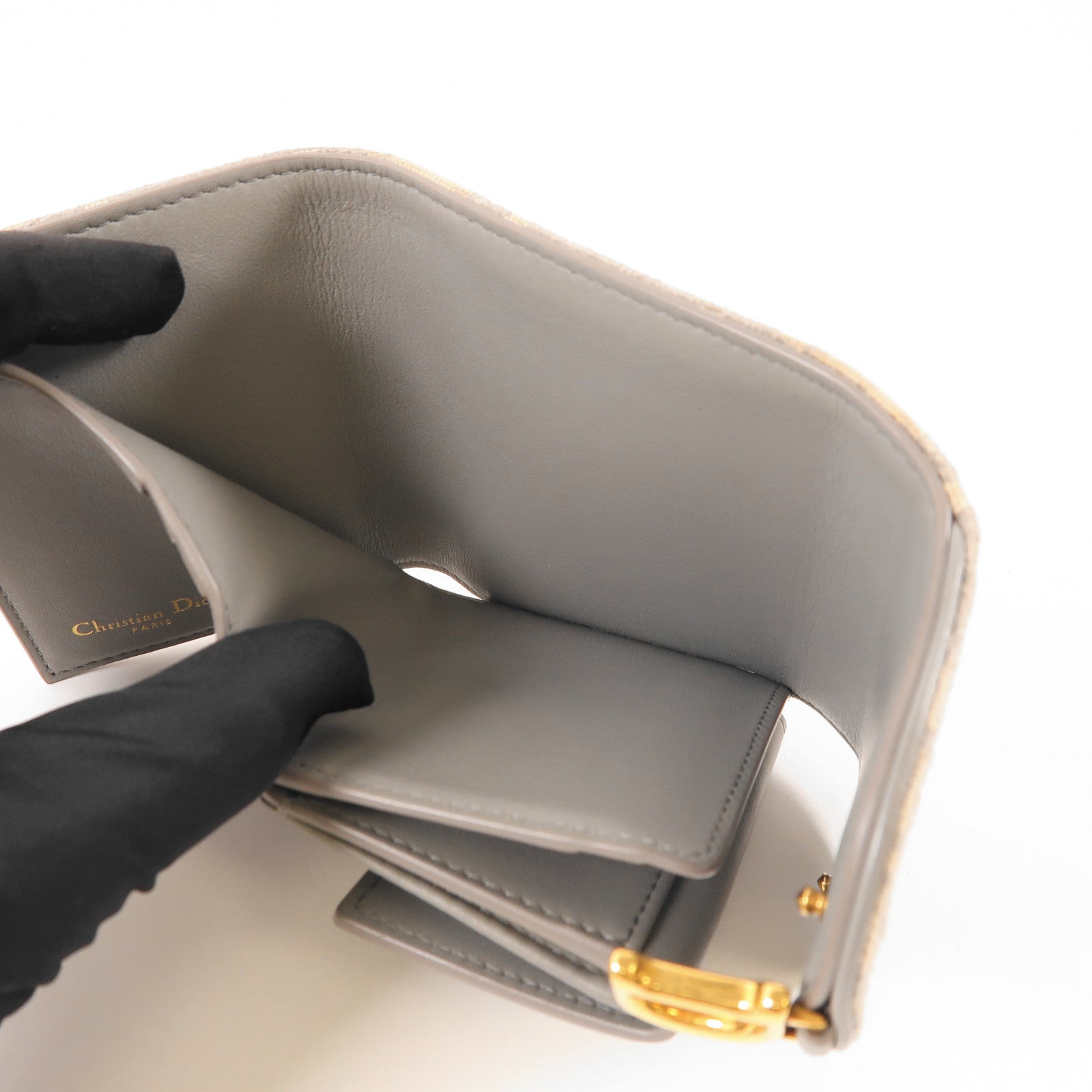 Dior 帆布Saddle Nymphea金扣錢包