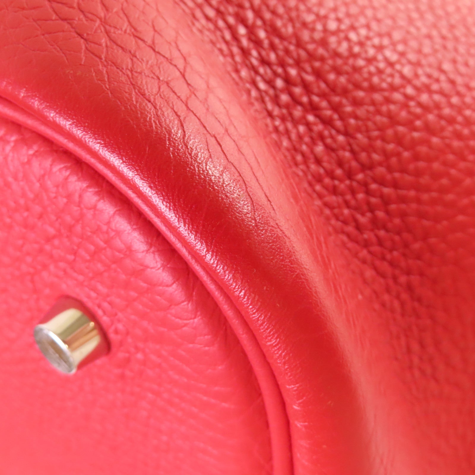 HERMES Togo皮革Picotin GM Tote Bag銀扣手挽袋紅色