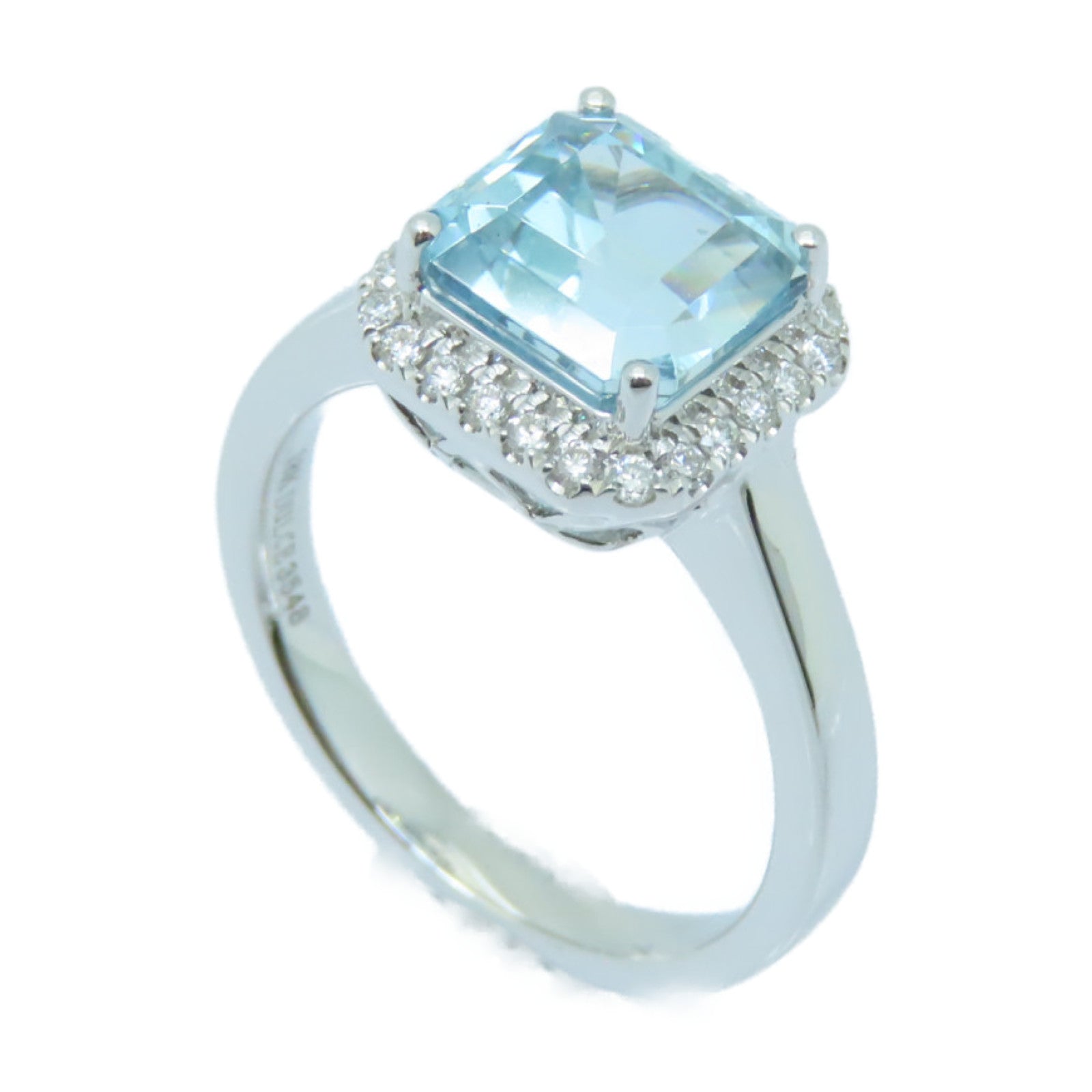 JEWELRY 【激減優惠】18K白金Aquamarine Ring 2.6ct藍晶/0.171ct鑽石戒指US#6