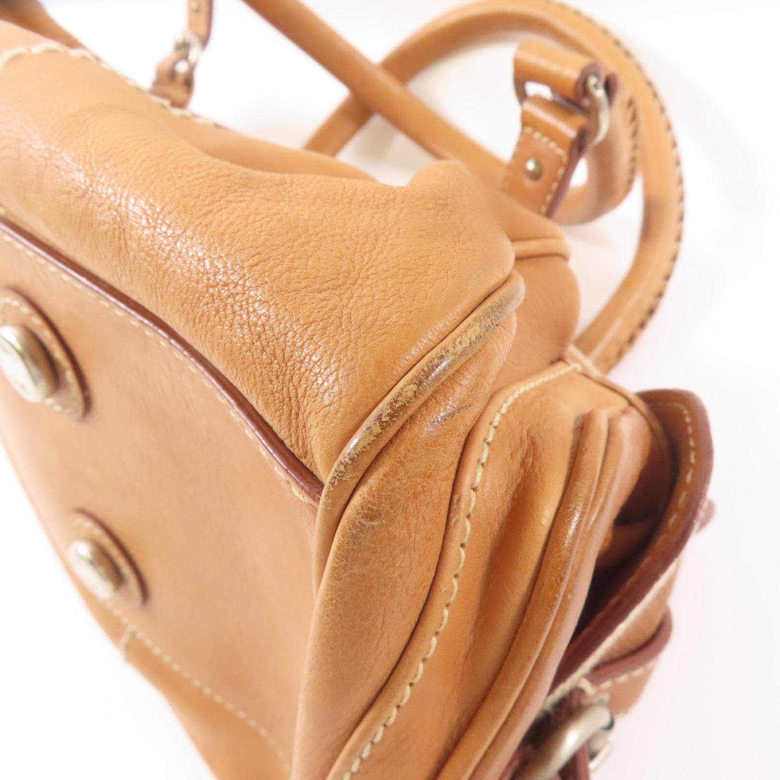 Dior 牛皮皮革Shoulder Bag銀扣肩背袋駱駝色