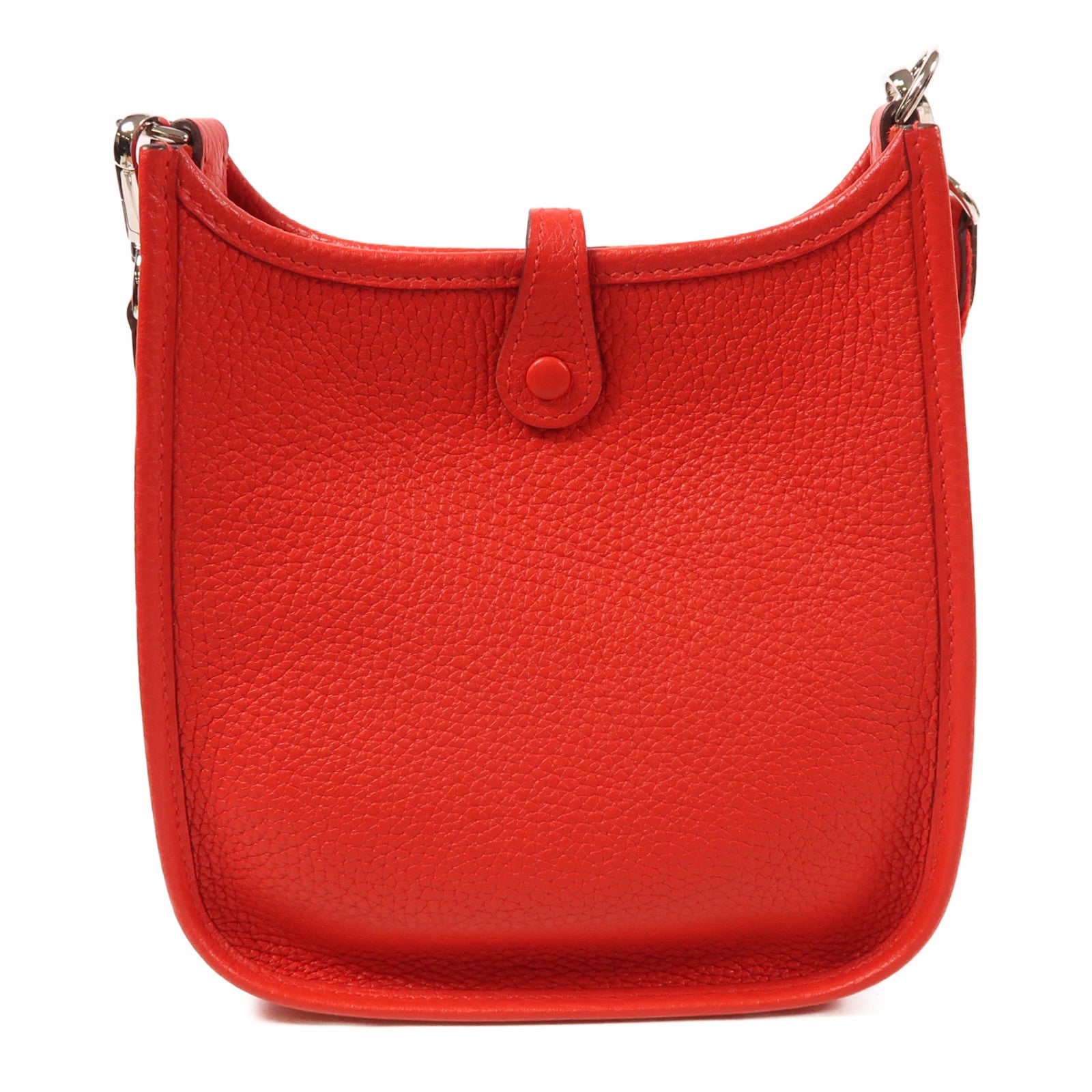HERMES 【激減優惠】Clemence皮革Evelyne TPM銀扣肩背袋Rouge Vif