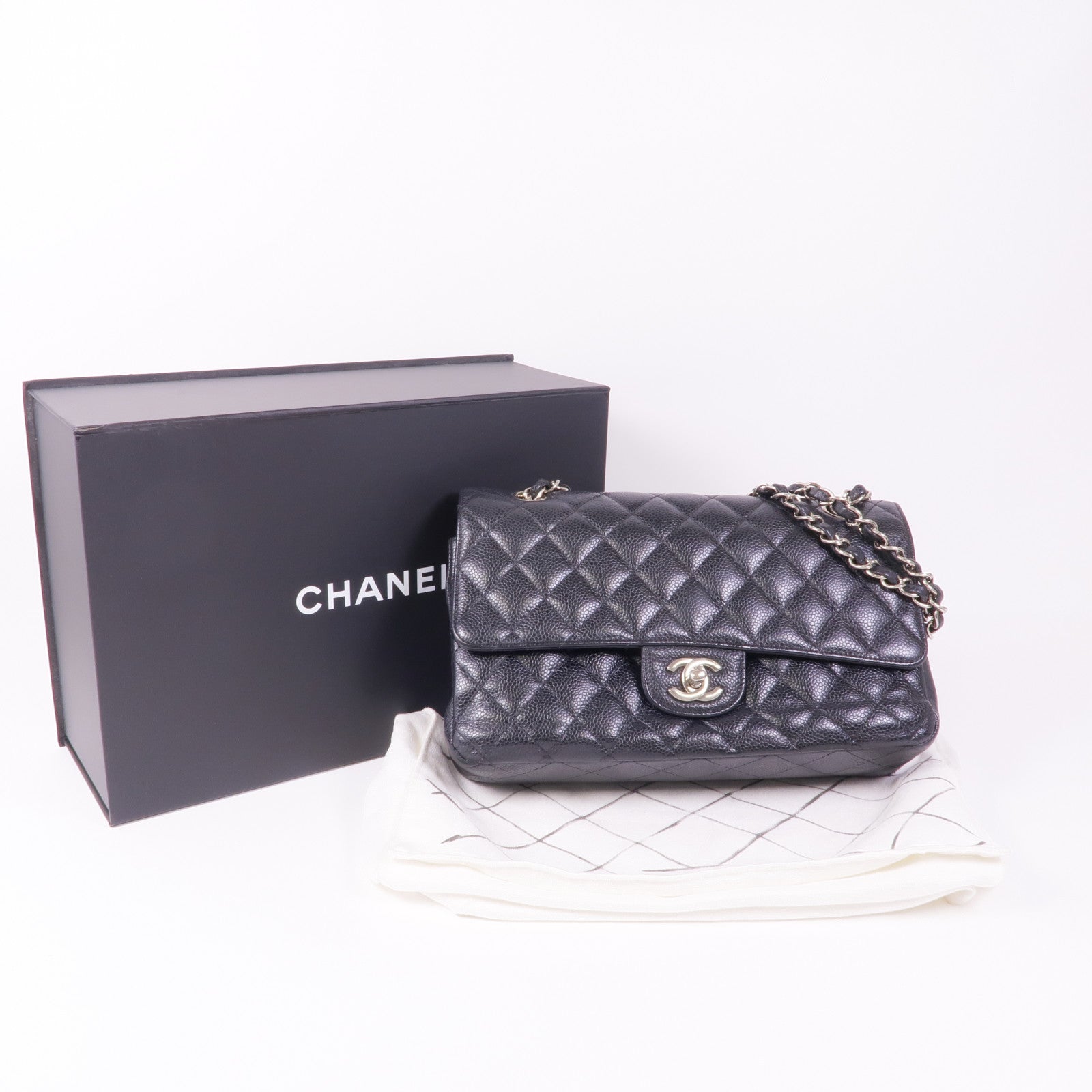 CHANEL 牛皮皮革Classic 25銀扣手挽肩背兩用袋