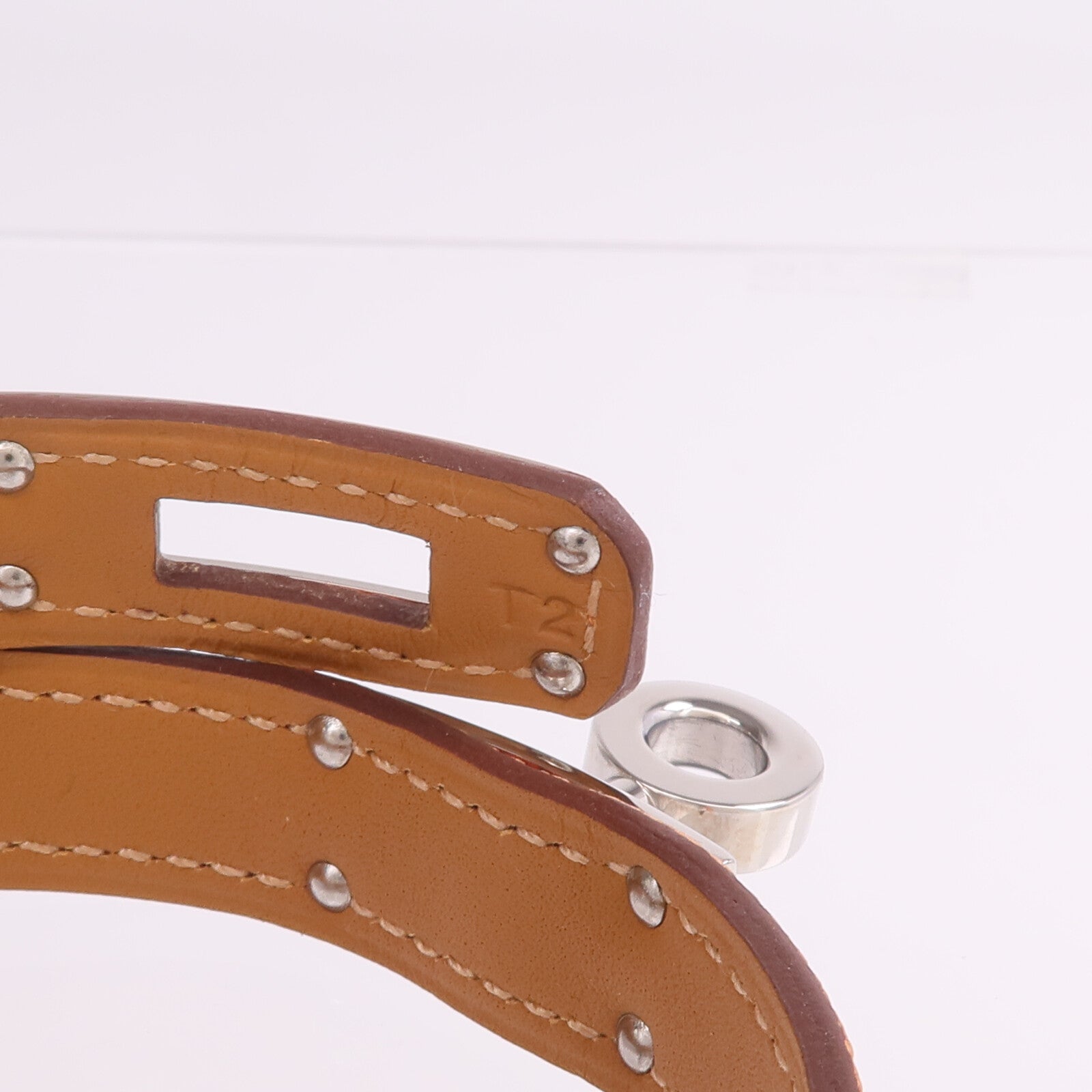 HERMES Epsom皮革Kelly Double Tour Bracelet銀扣手帶Orange H
