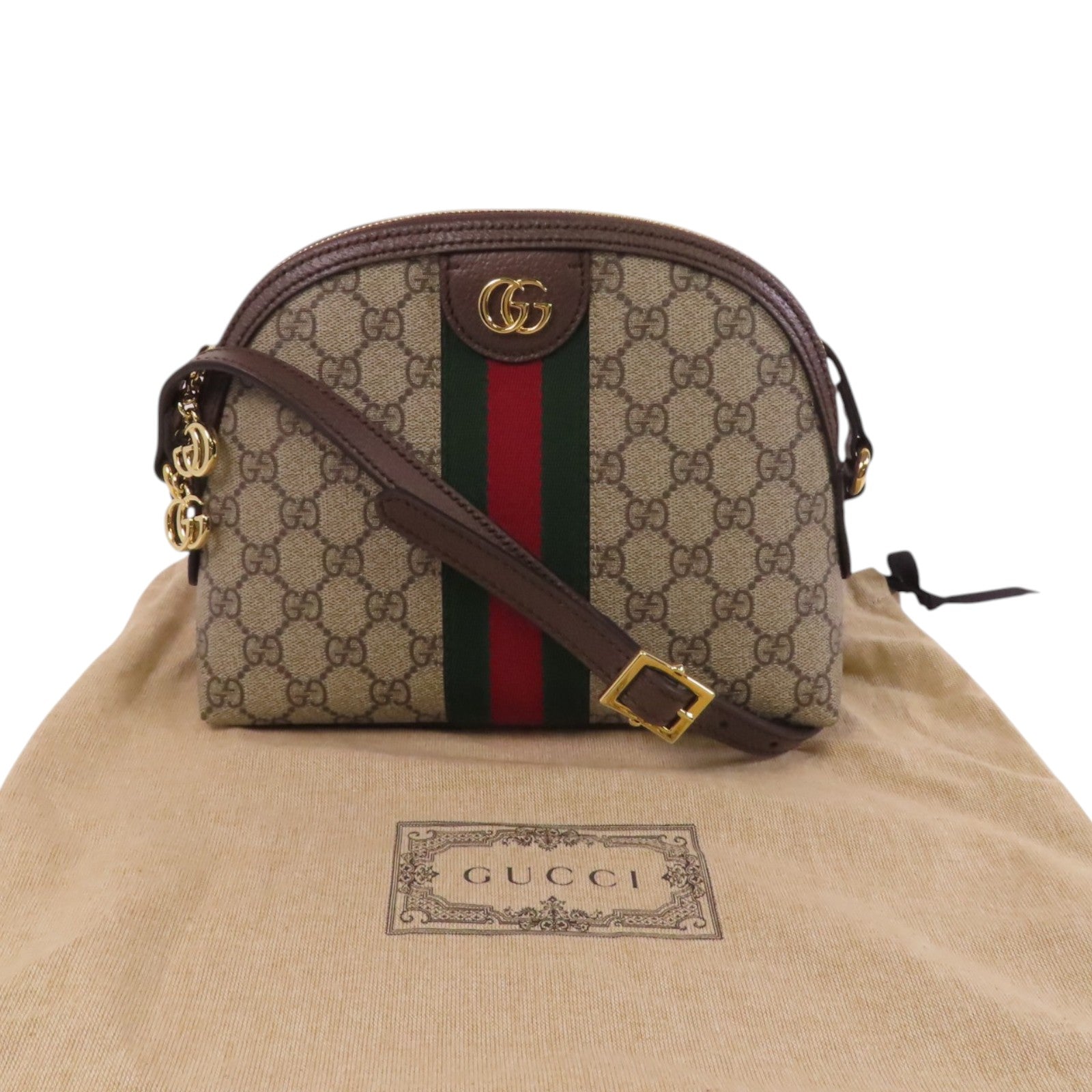 GUCCI 塗層帆布Ophidia GG金扣肩背袋