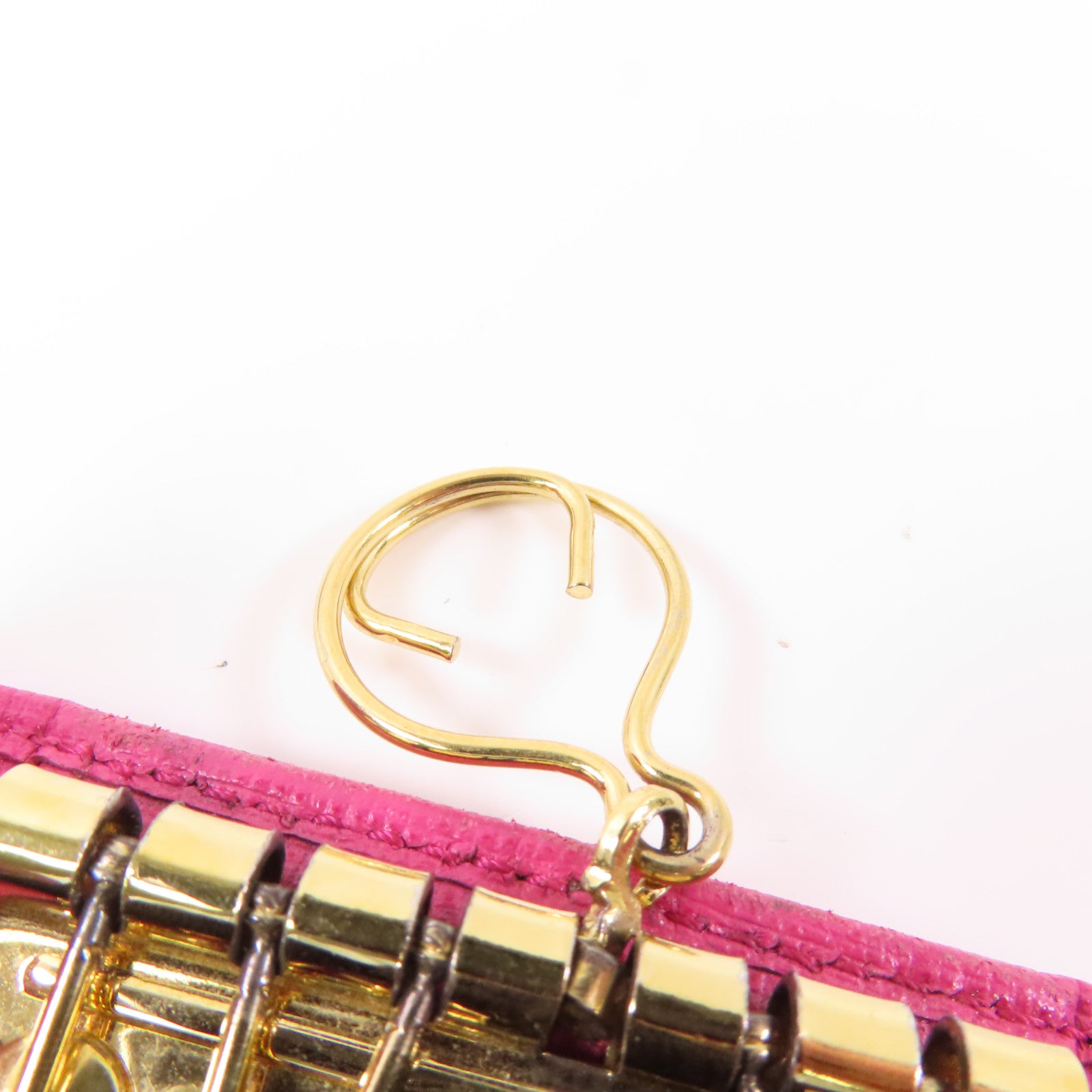 FENDI GHW Key Case 8AP079-CRP Coated Canvas Brown Pink