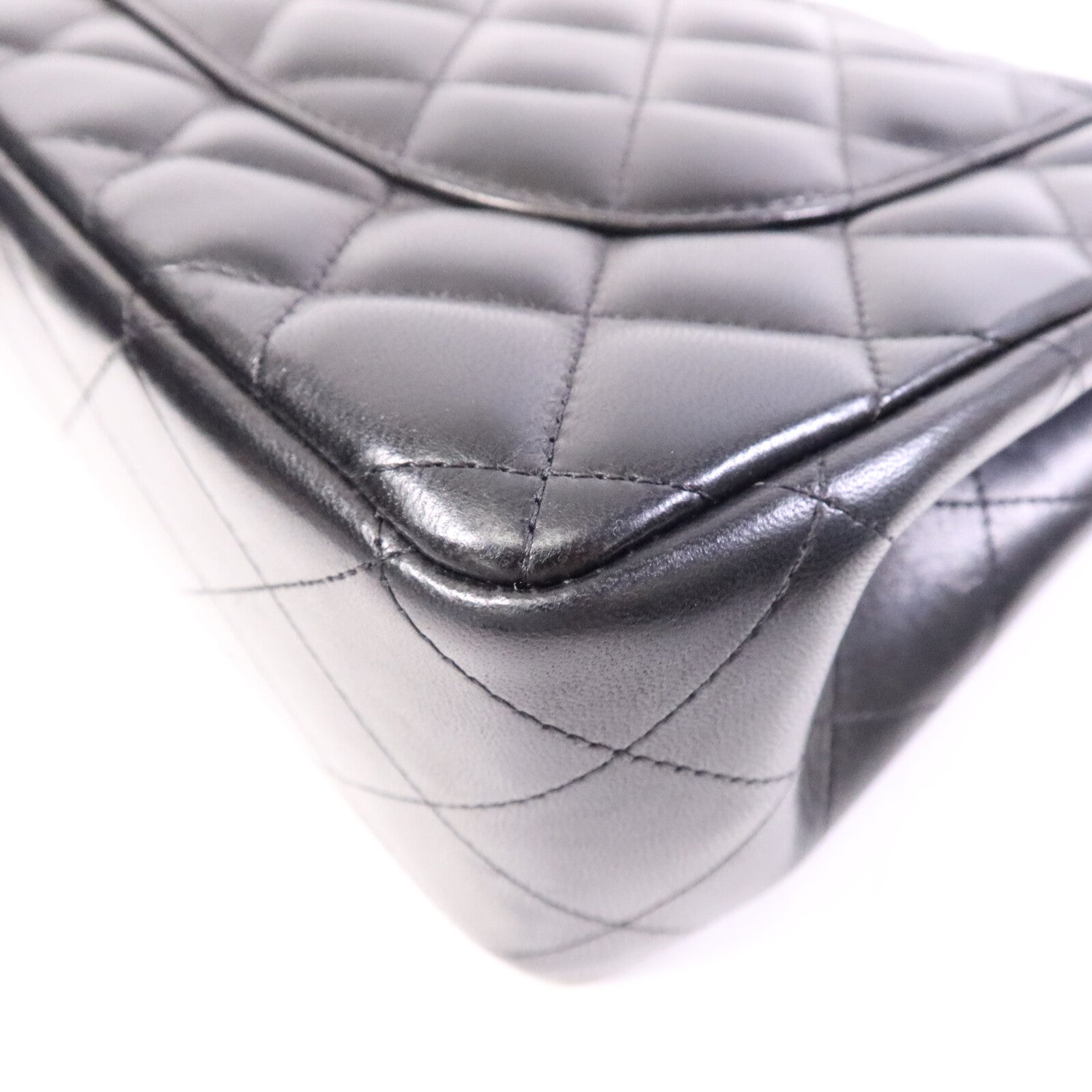 CHANEL 羊皮皮革Large Classic銀扣鏈帶肩背袋
