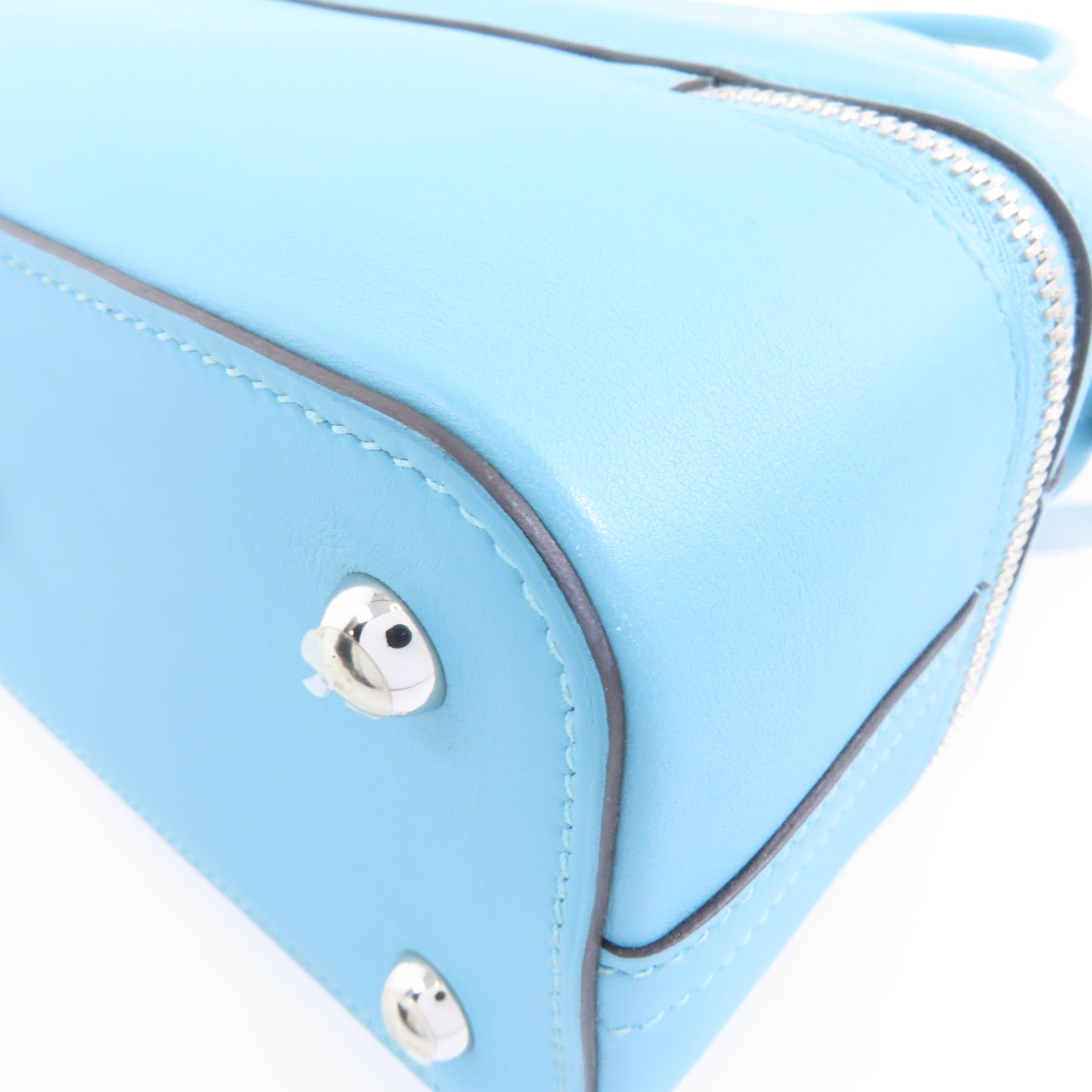HERMES Evercolor皮革Bolide Secret銀扣手挽袋Bleu Saint Cyr/淺藍色