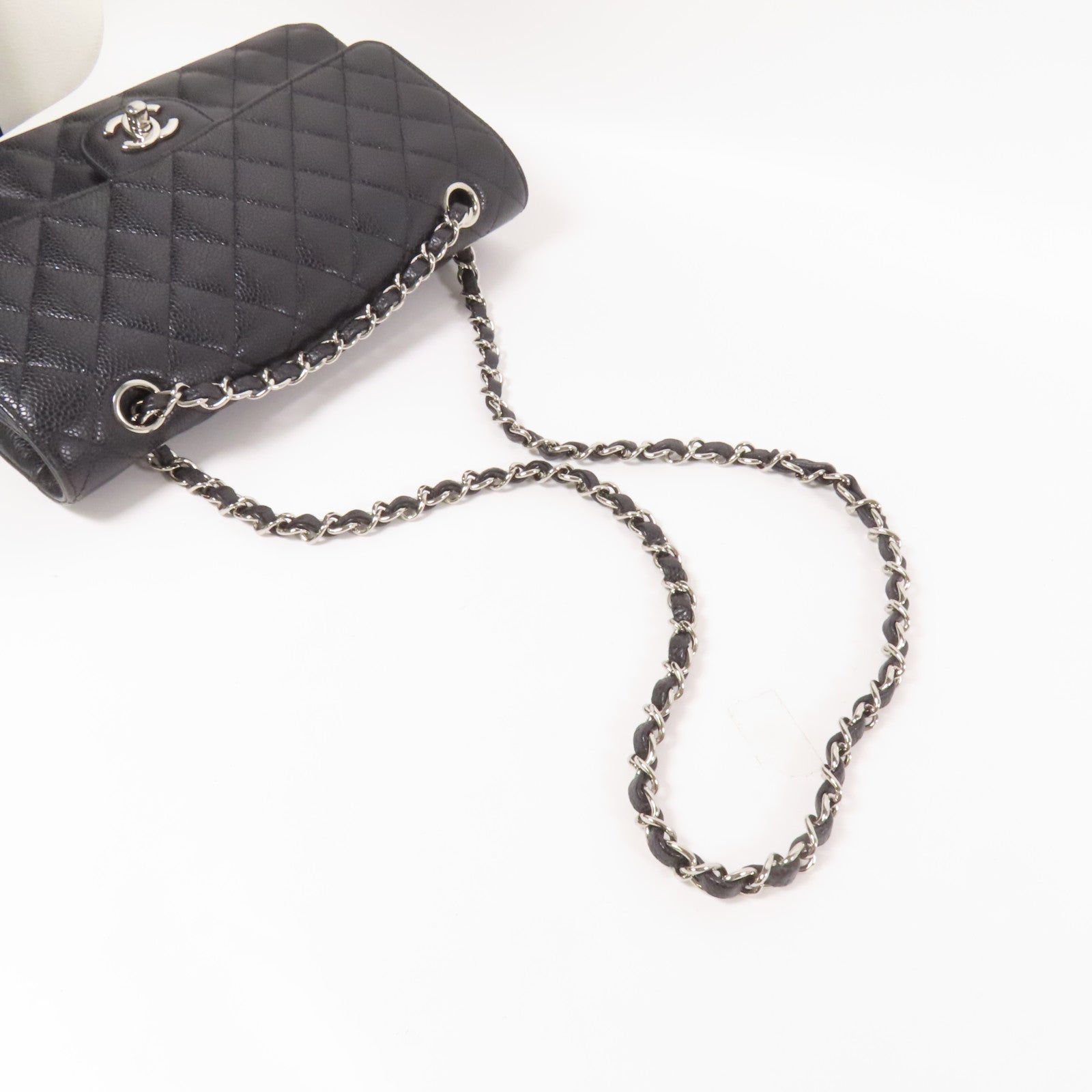 CHANEL 牛皮皮革Classic 25銀扣鏈帶肩背袋