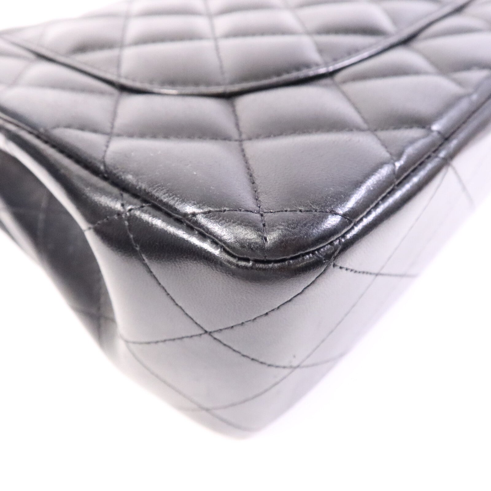 CHANEL 羊皮皮革Large Classic銀扣鏈帶肩背袋
