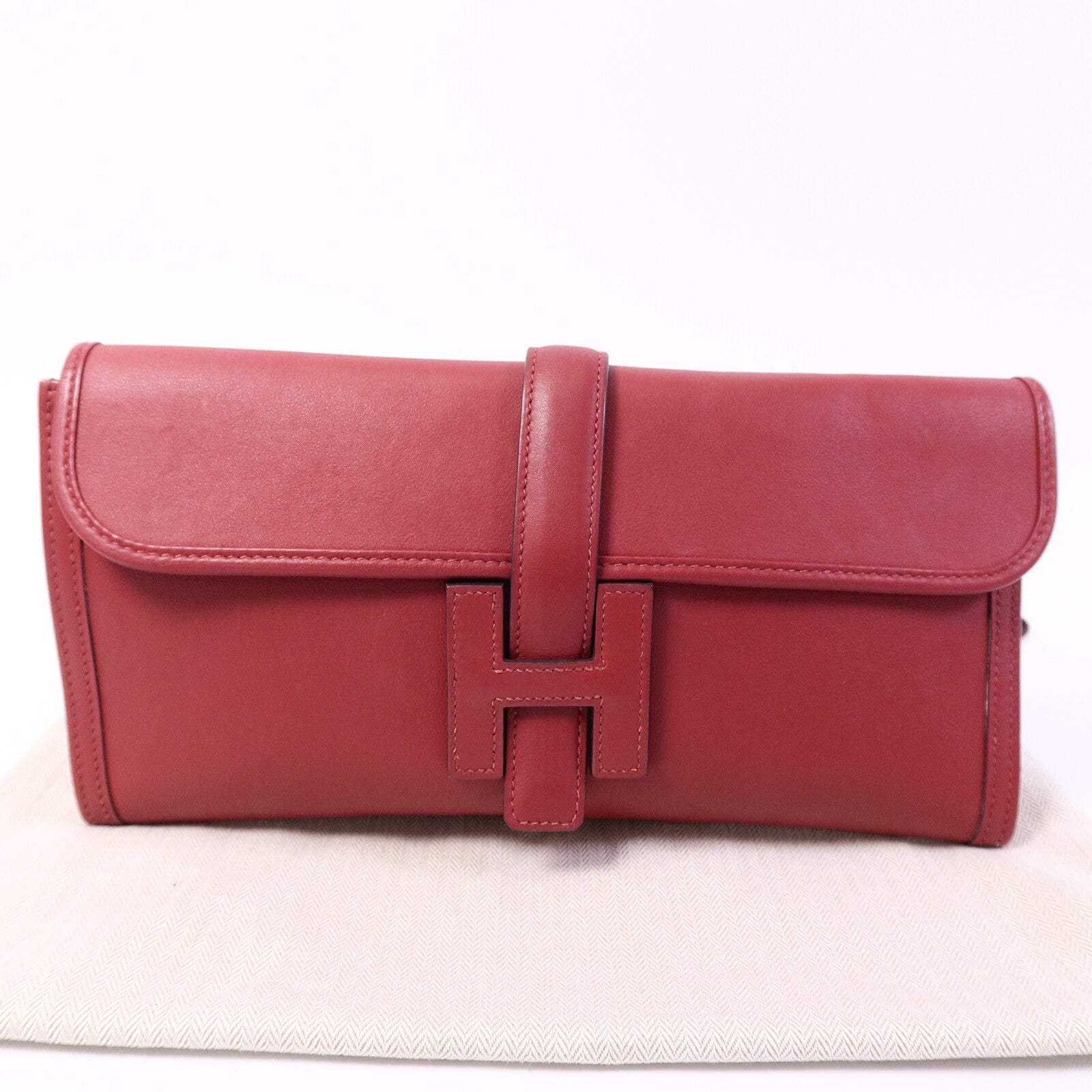 HERMES Swift皮革Jige Elan 29 Clutch手拿包Rouge Grenade