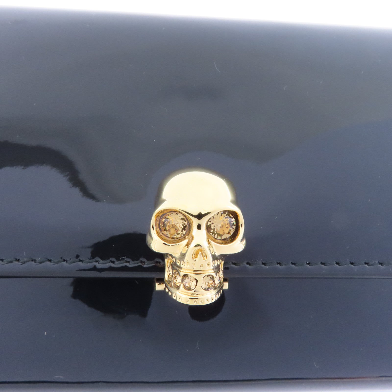 Alexander McQueen 漆皮皮革Skull Long Wallet金扣長錢包黑色