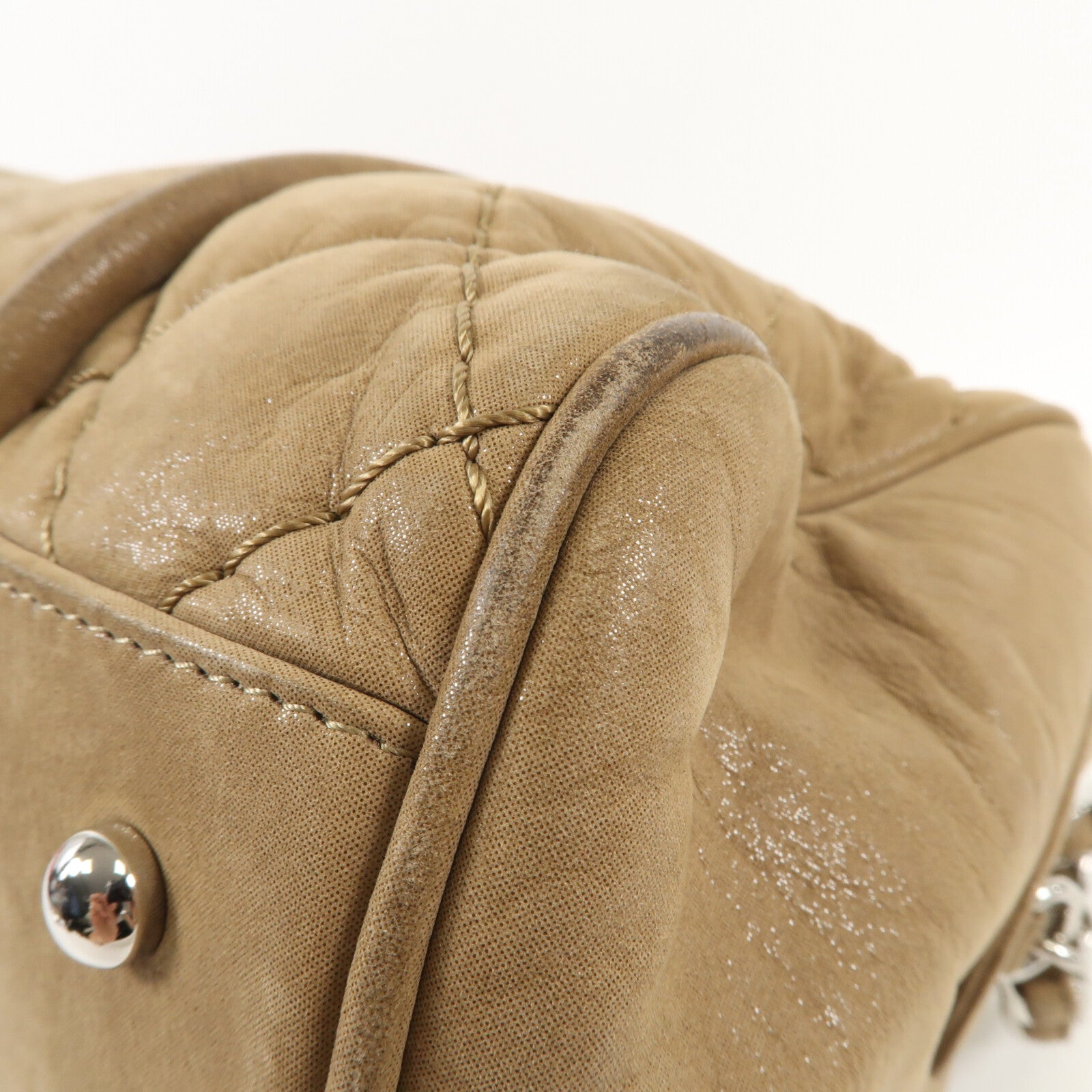 CHANEL 牛皮皮革Chain Shoulder銀扣鏈帶手挽肩背兩用袋